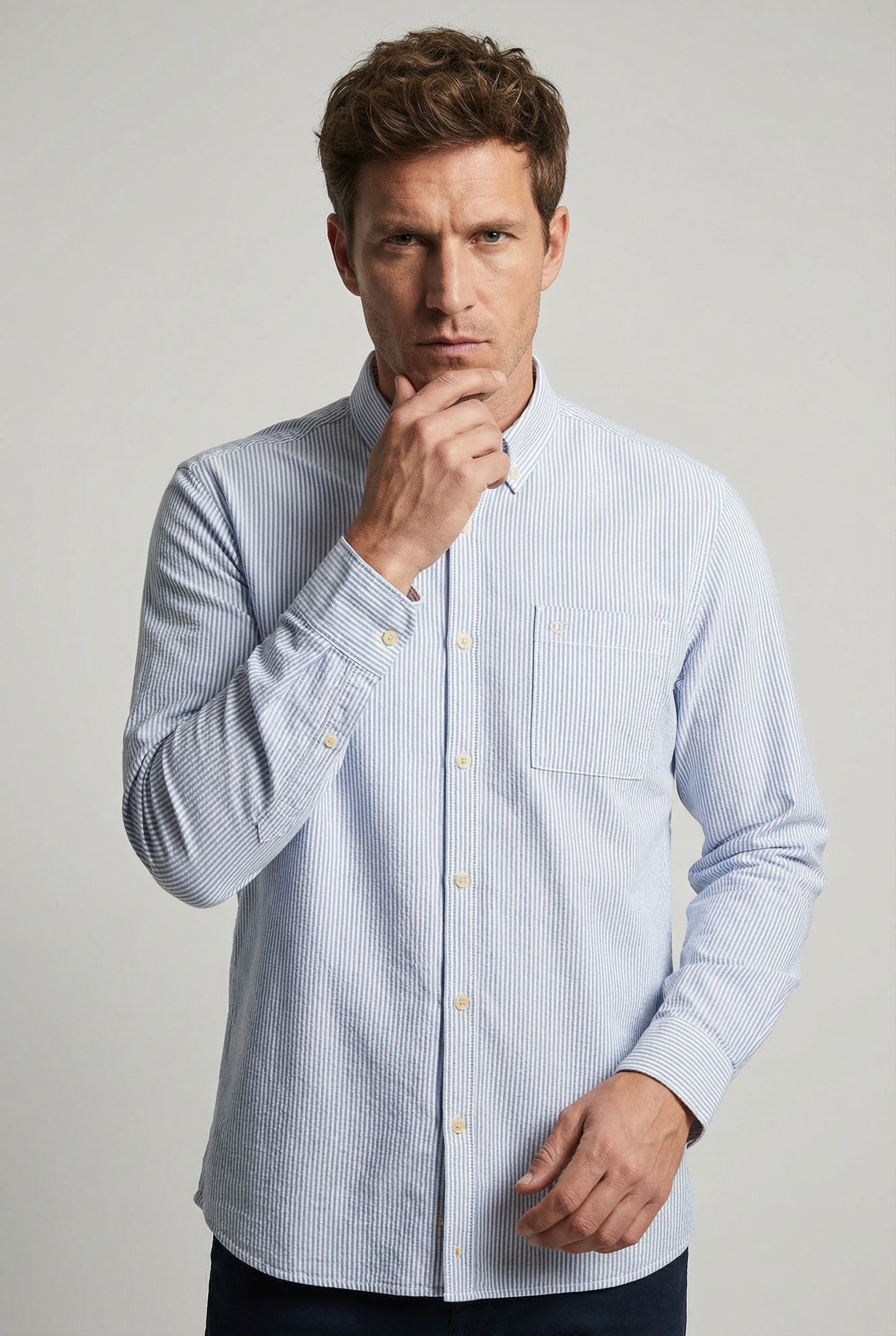 camel active Langarmhemd mit Button-down-Kragen günstig online kaufen