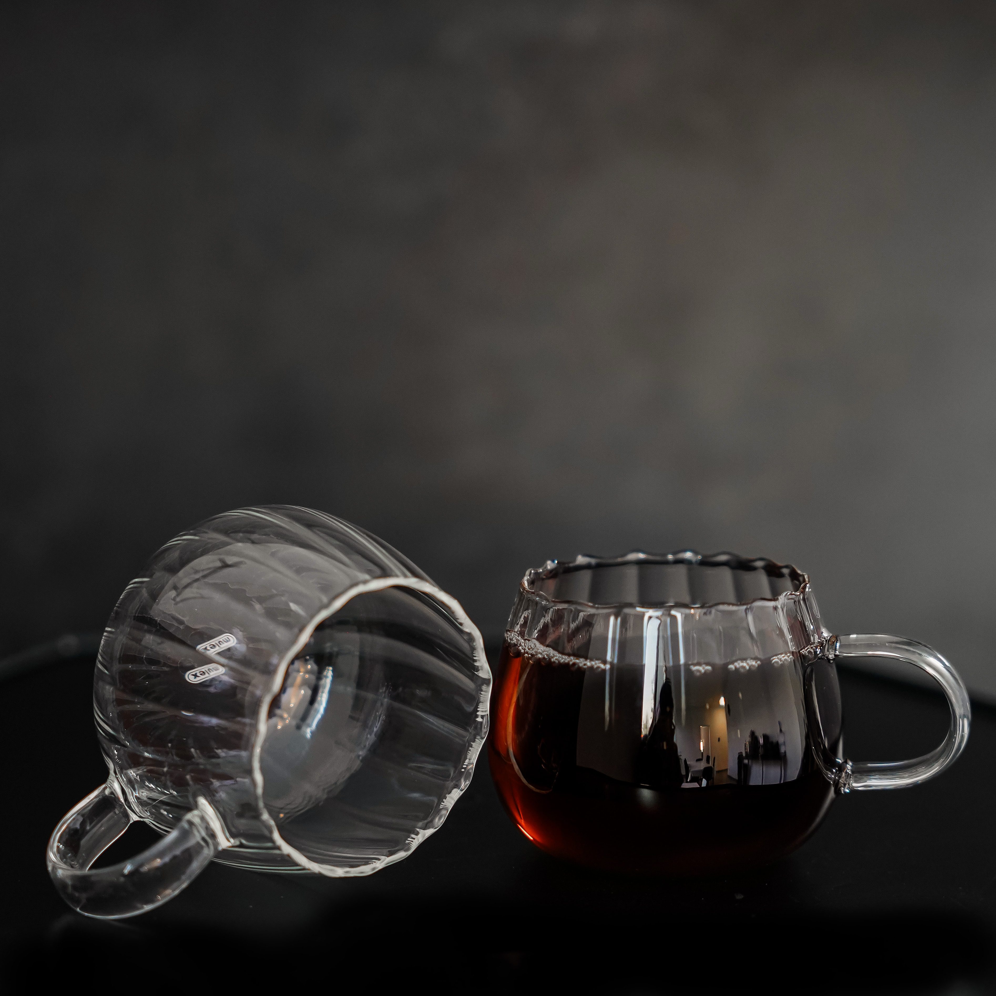 Mulex Gläser-Set mit Henkel 250 ml - Hitzebeständiges Glas mit Riffle-Design, 6-tlg., Glas – Bild 4 von 5