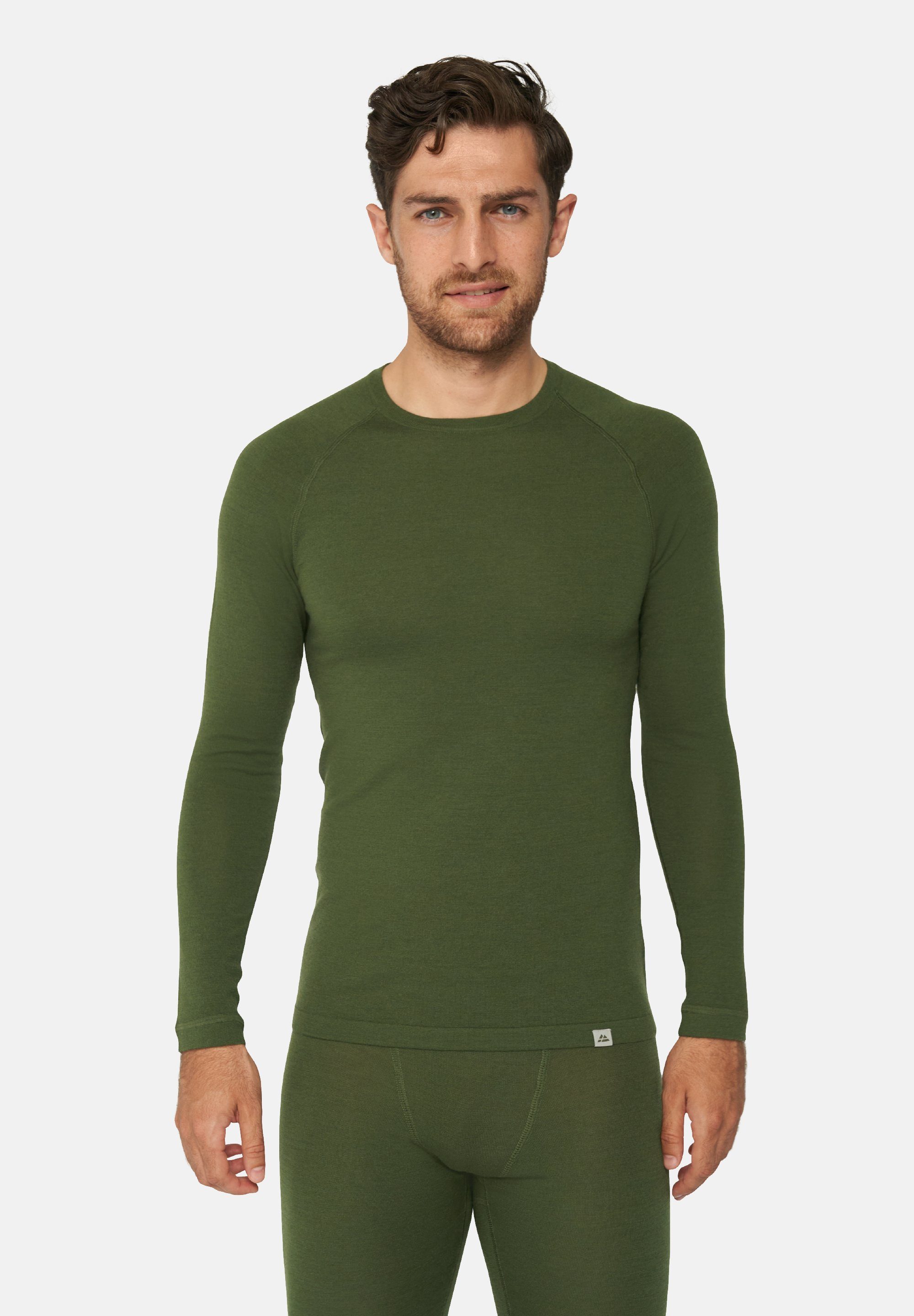 DANISH ENDURANCE Thermounterhemd Herren Merino Funktionsshirt Temperaturregulierend green