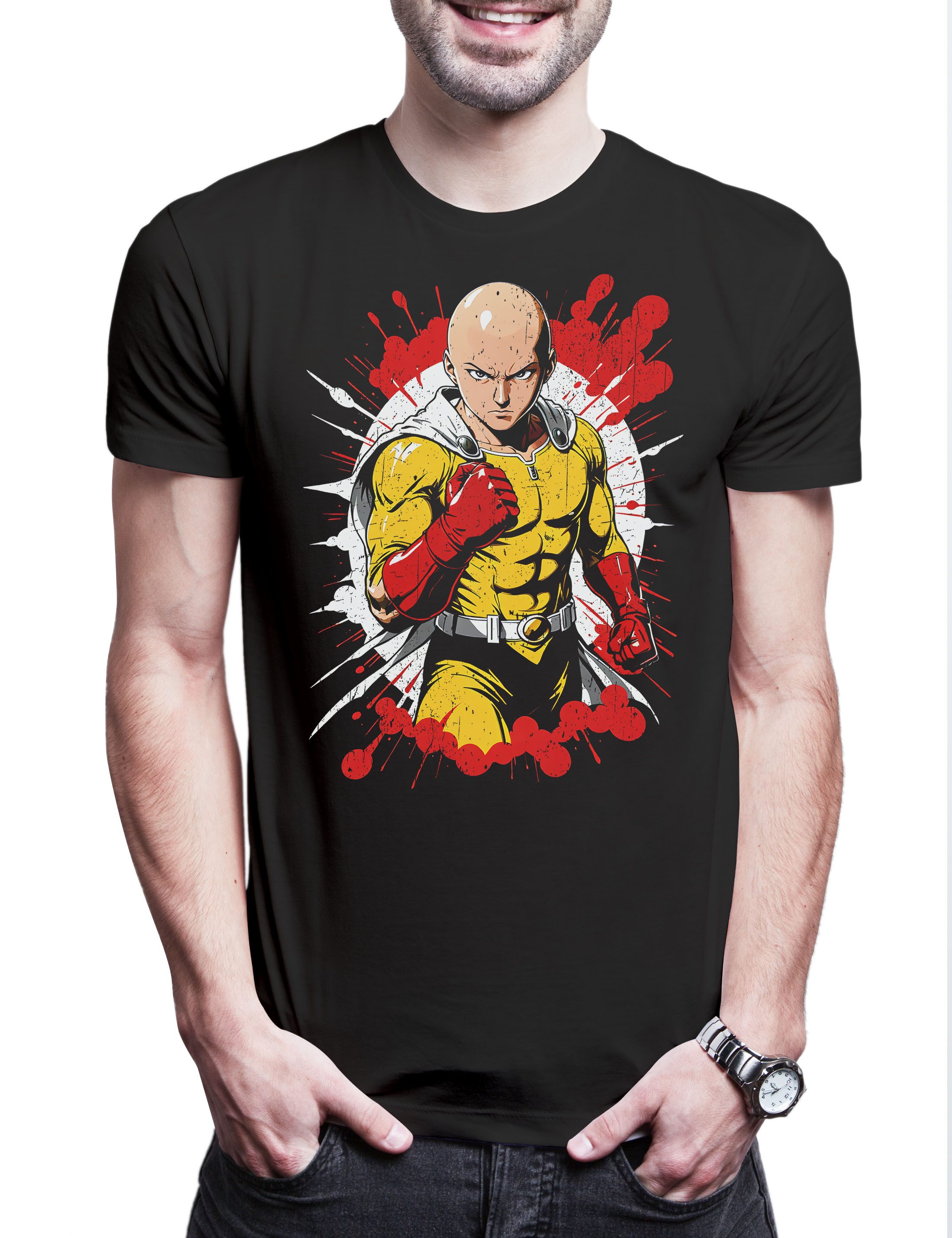 Print-Shirt Anime Punch Herren T-Shirt One OP Man Saitama Genos Tatsumaki Fubuki