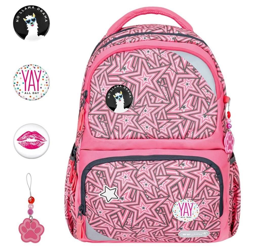 Belmil Schulrucksack "MAXI PACK" neues Modell 2025 mit Patches für Mädchen und Jungen, ab 3. Klasse mit Köpergröße von ca.120cm