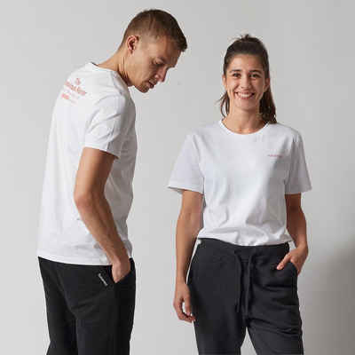 runamics T-Shirt »C2C T-Shirt mit Rückenprint Unisex, weiß« 100% Bio-Baumwolle, C2C Gold zertifiziert, Kompostierbar, ohne Plastikfasern