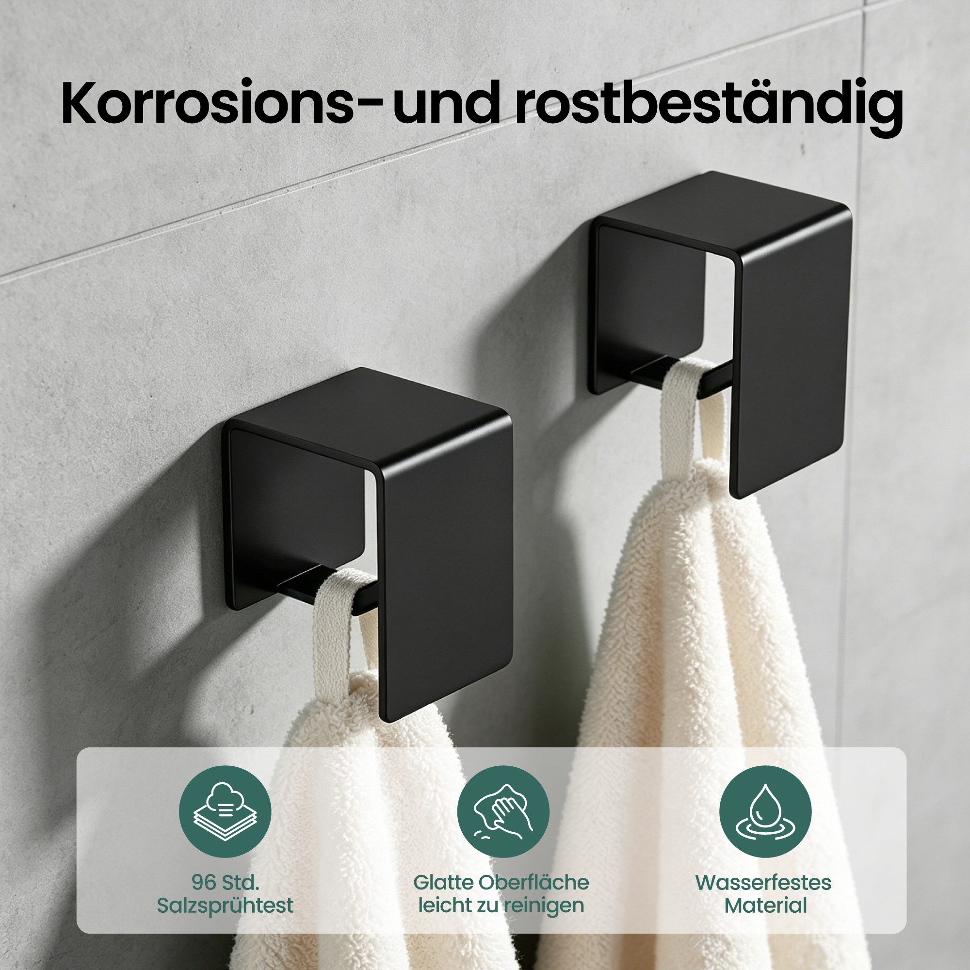 Mai & Mai Handtuchhaken Selbstklebende Kleiderhaken ohne Bohren 1/2/4 Stück Tavrin-01, Küche, Badezimmer, (2-St), für Bad und Küche,rostfreies Material