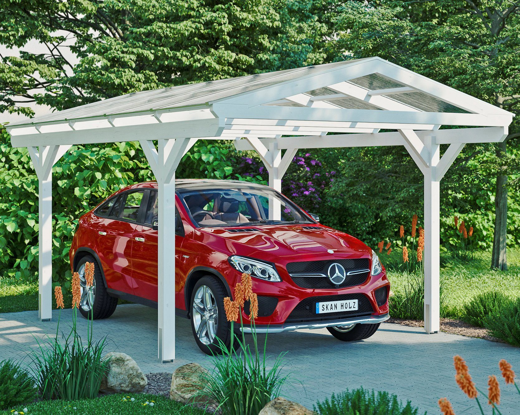 Skanholz Einzelcarport Westerwald, BxT: 362x541 cm, 220 cm Einfahrtshöhe