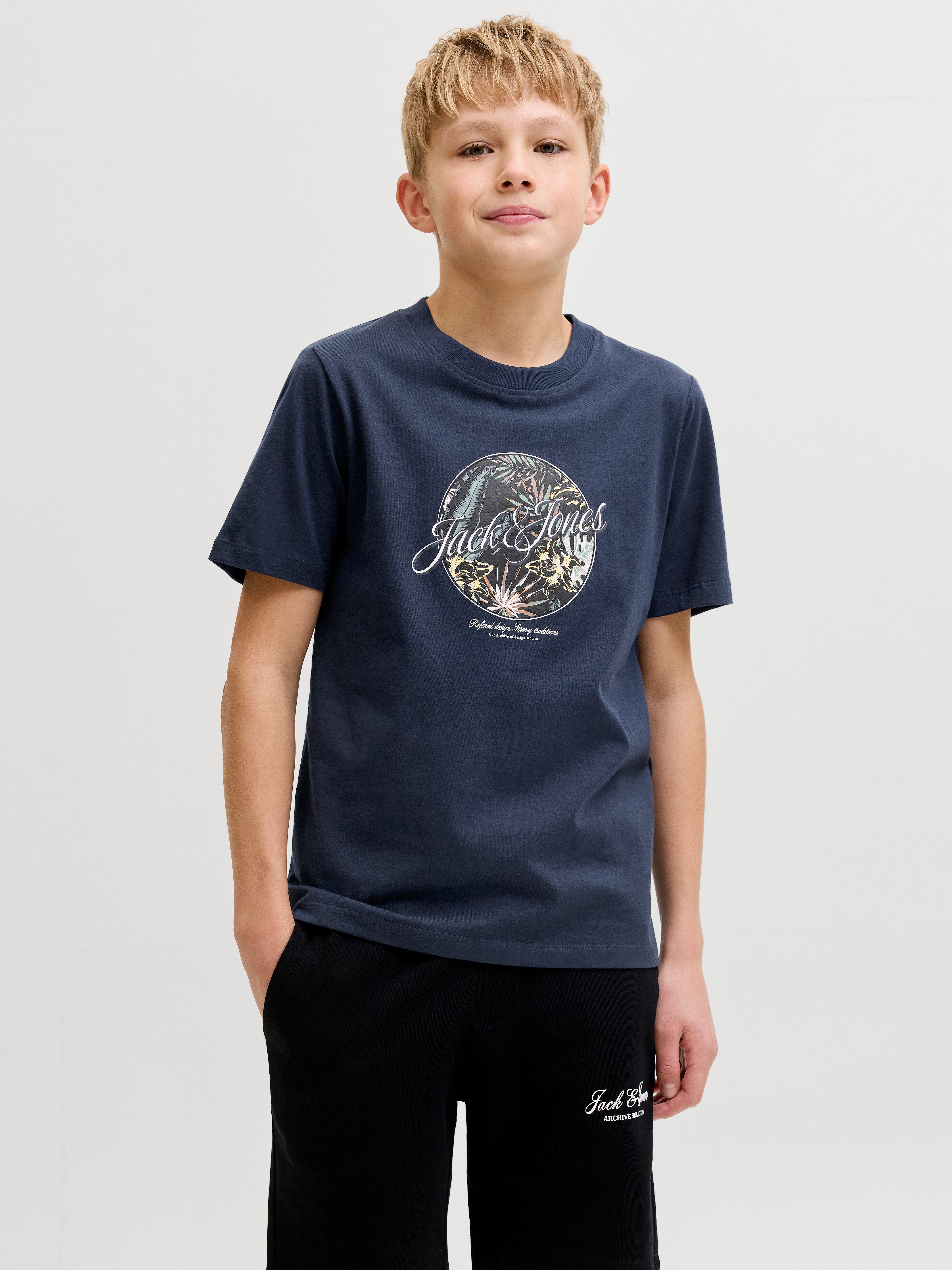 Jack & Jones Junior T-Shirt JJHONOLULU SHAPE TEE SS CREW NECK JNR mit Logoprint