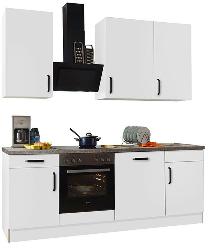 wiho Küchen Küchenzeile "Simi", wahlweise mit E-Geräten, mit verstellbaren Füßen, Soft-Close-Funktion in Schubkästen und Auszügen, Breite 220 cm