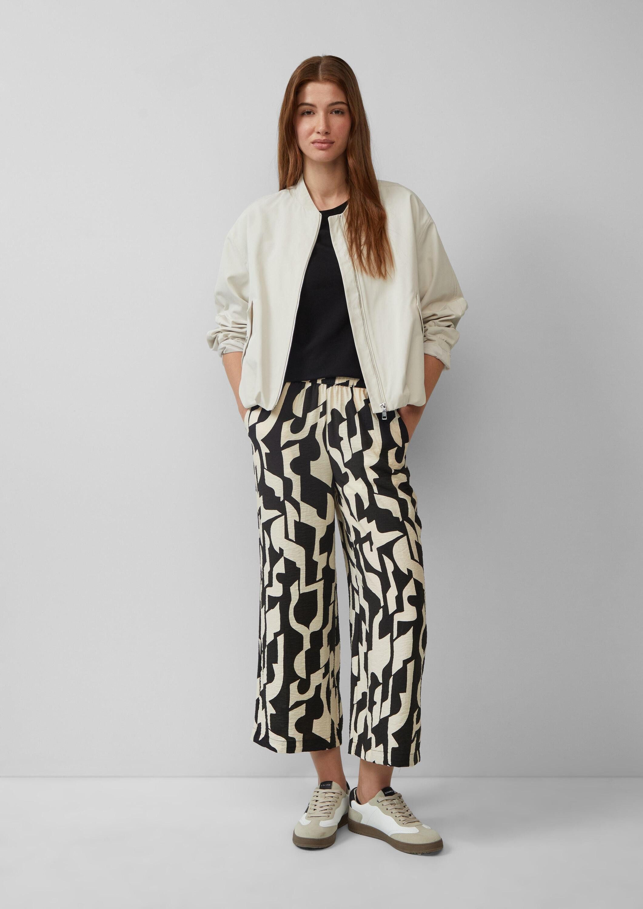 s.Oliver Culotte Hose Strukturierte Culotte mit Elastikbund und Eingrifftaschen