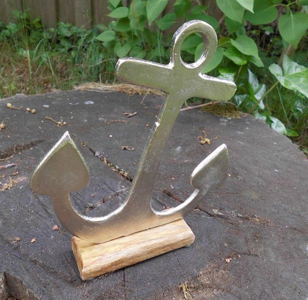 Deko-Impression Dekoobjekt Deko-Anker Maritimes Dekoobjekt Aluminium + Holz massiv 20 cm hoch (1 St)