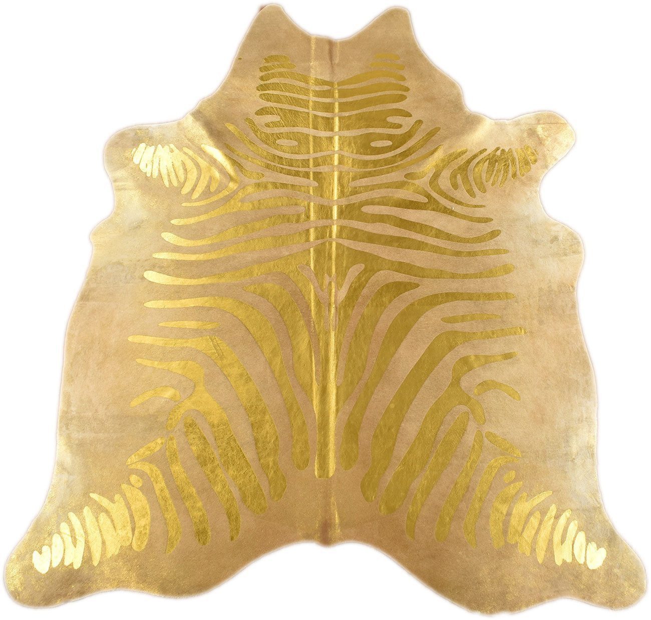 KUHFELL online & NOMAD Fellteppich Kuhfell Grau Beige mit Silber Gold & Kupfer Metallic Zebra Prägung