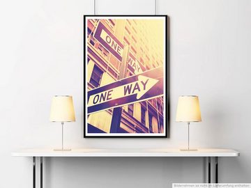 Sinus Art Poster One Way Schild NYC USA 60x90cm Poster