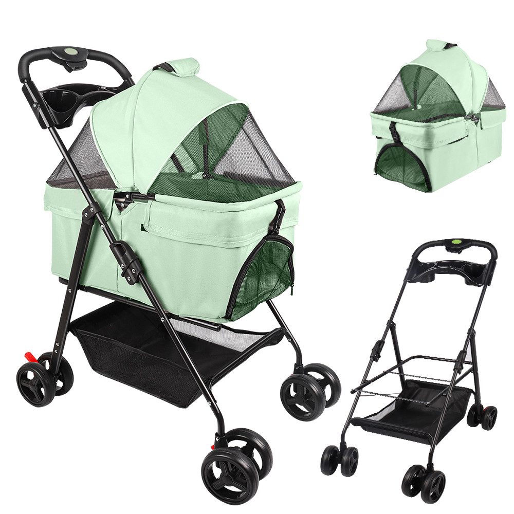 JEOBEST Hundebuggy 2 in1 Hundewagen Hundebox Transporttasche, (1-tlg), Haustierbuggy, Faltbar, Sicherheitsgurt, Aufbewahrungskorb von JEOBEST