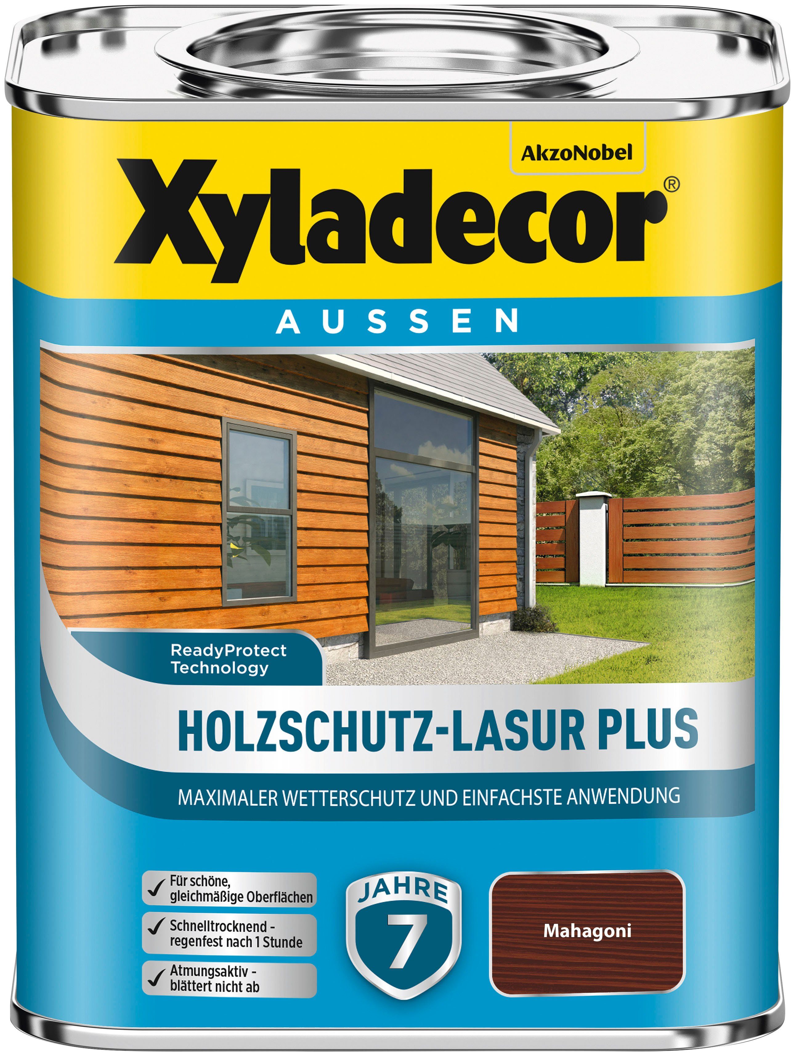 Xyladecor  mahagoni und Gebindegrößen Holzschutz-Lasur Plus, verschiedenen Holzschutzlasur erhältlich Farben