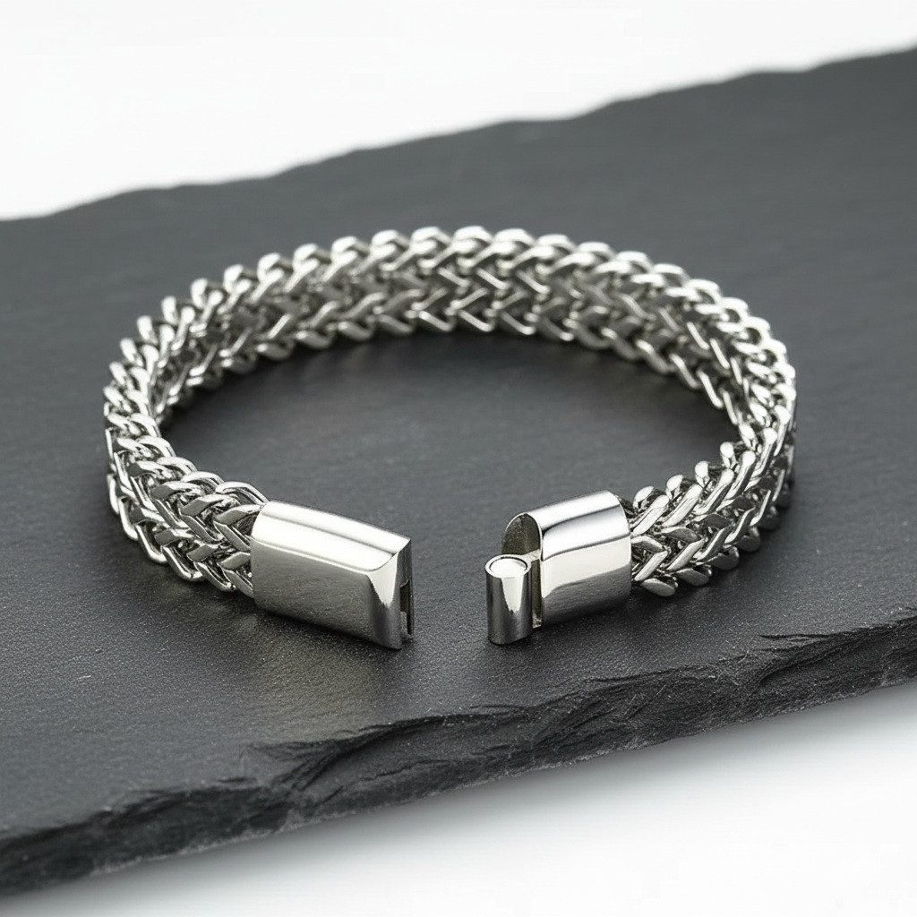 Taffstyle Armband Edelstahl Armband 8mm magnetischer Verschluss Fuchsschwanz (Geometrisch gewebtes Armband aus Chirurgenstahl mit Magnetverschluss), Ideal für den Alltag, Business und besondere Anlässe