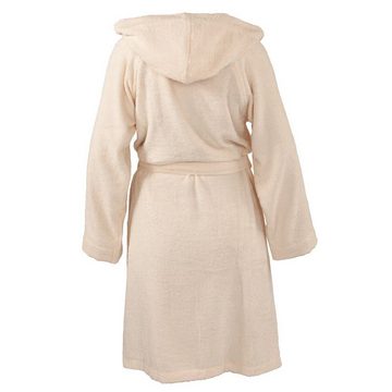 NATIONAL GEOGRAPHIC Damenbademantel für Damen M/L Beige Damenbademantel Baumwolle Wellnessmantel, Kapuze, mit Kapuze, mit Gürtel, Baumwolle, Vanille, maschinenwaschbar