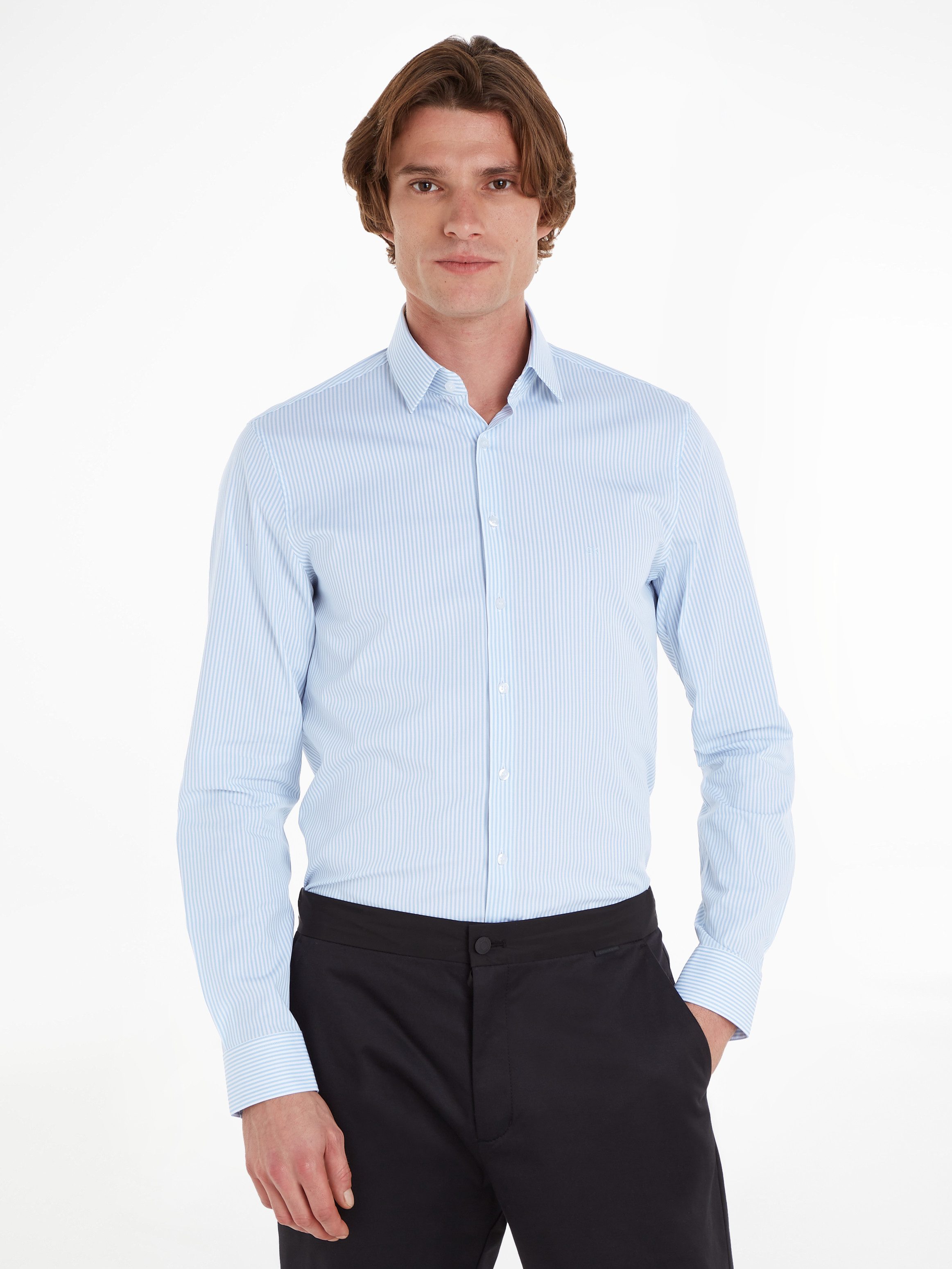 Calvin Klein Langarmhemd POPLIN STRIPE SLIM günstig online kaufen