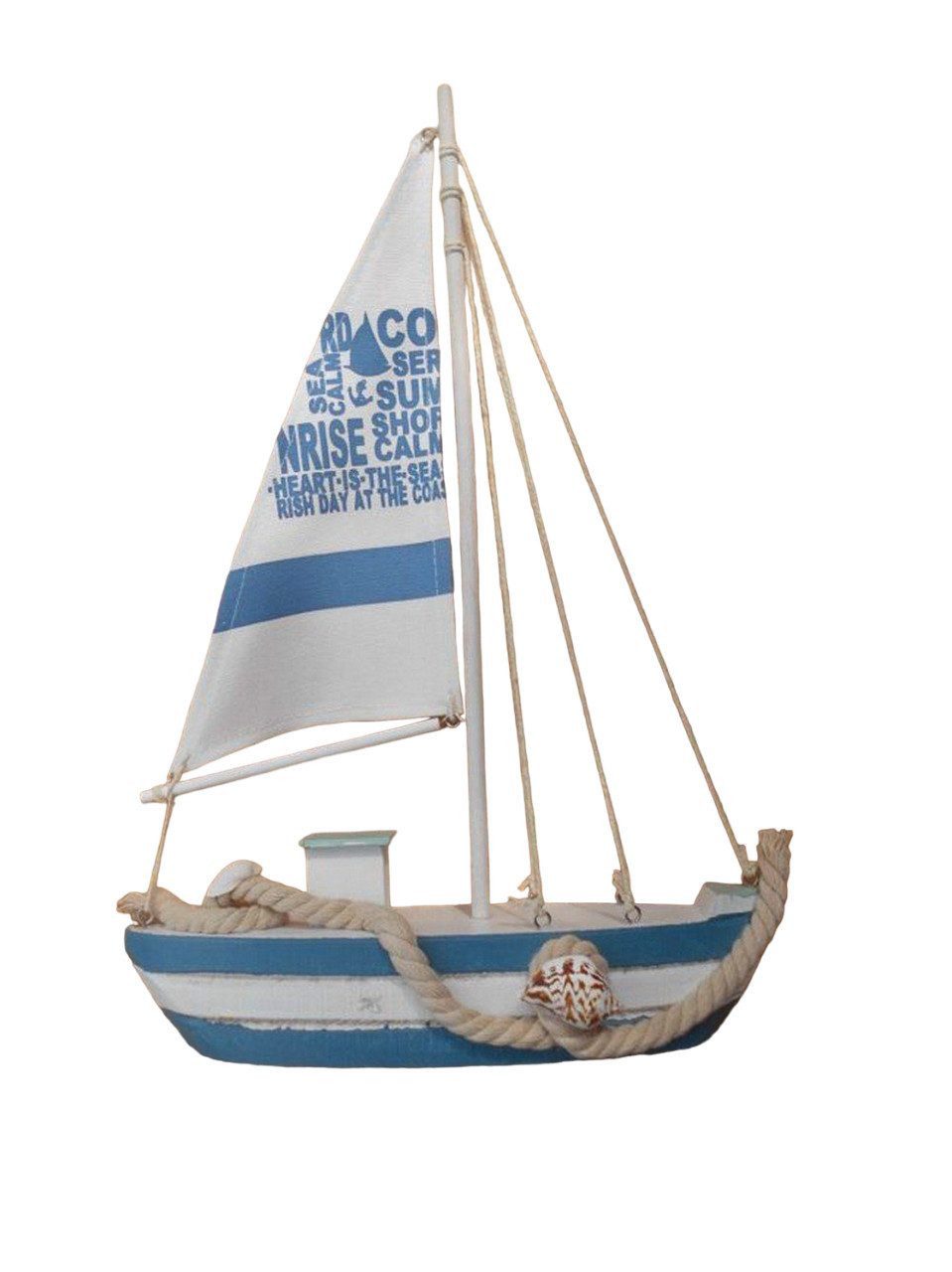Deko-Impression Dekoobjekt Segelschiff mit Takelage. Maritimes Deko-Objekt Holz blau-weiß (1 St)