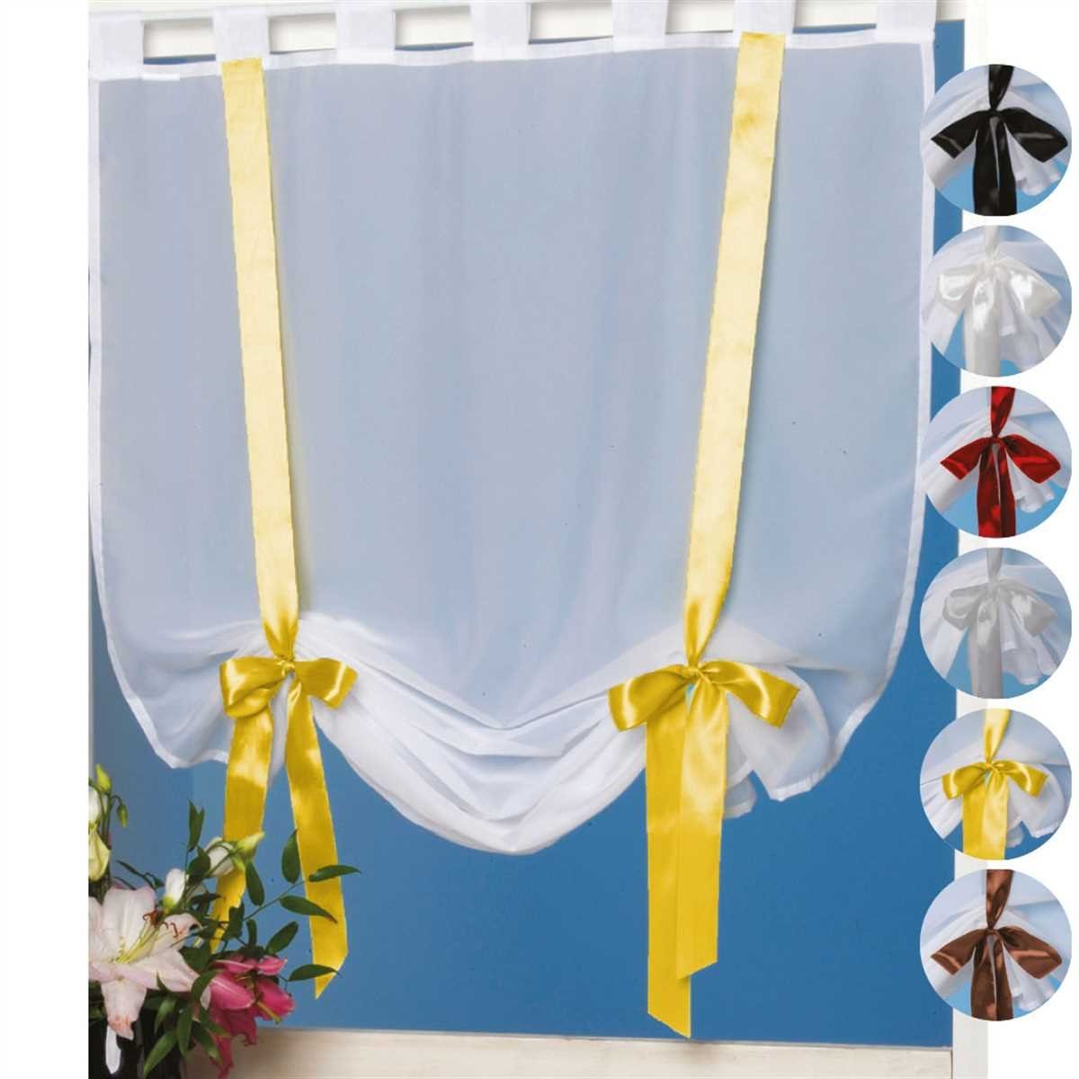 Arsvita Vorhang, Schlaufen, transparent, Weiße Raffgardine mit Schlaufen und farbigen Raffbändern