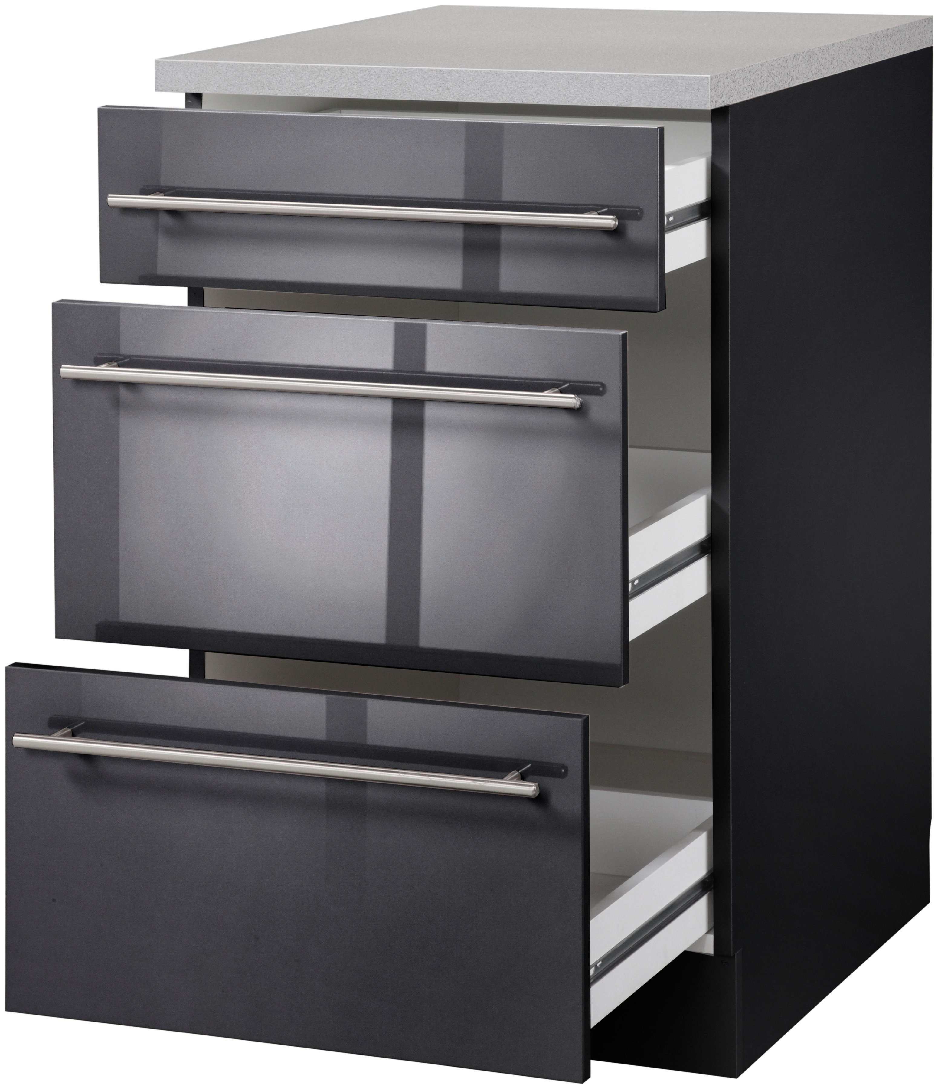 wiho Küchen Unterschrank Chicago 50 cm breit mit 2 Auszügen