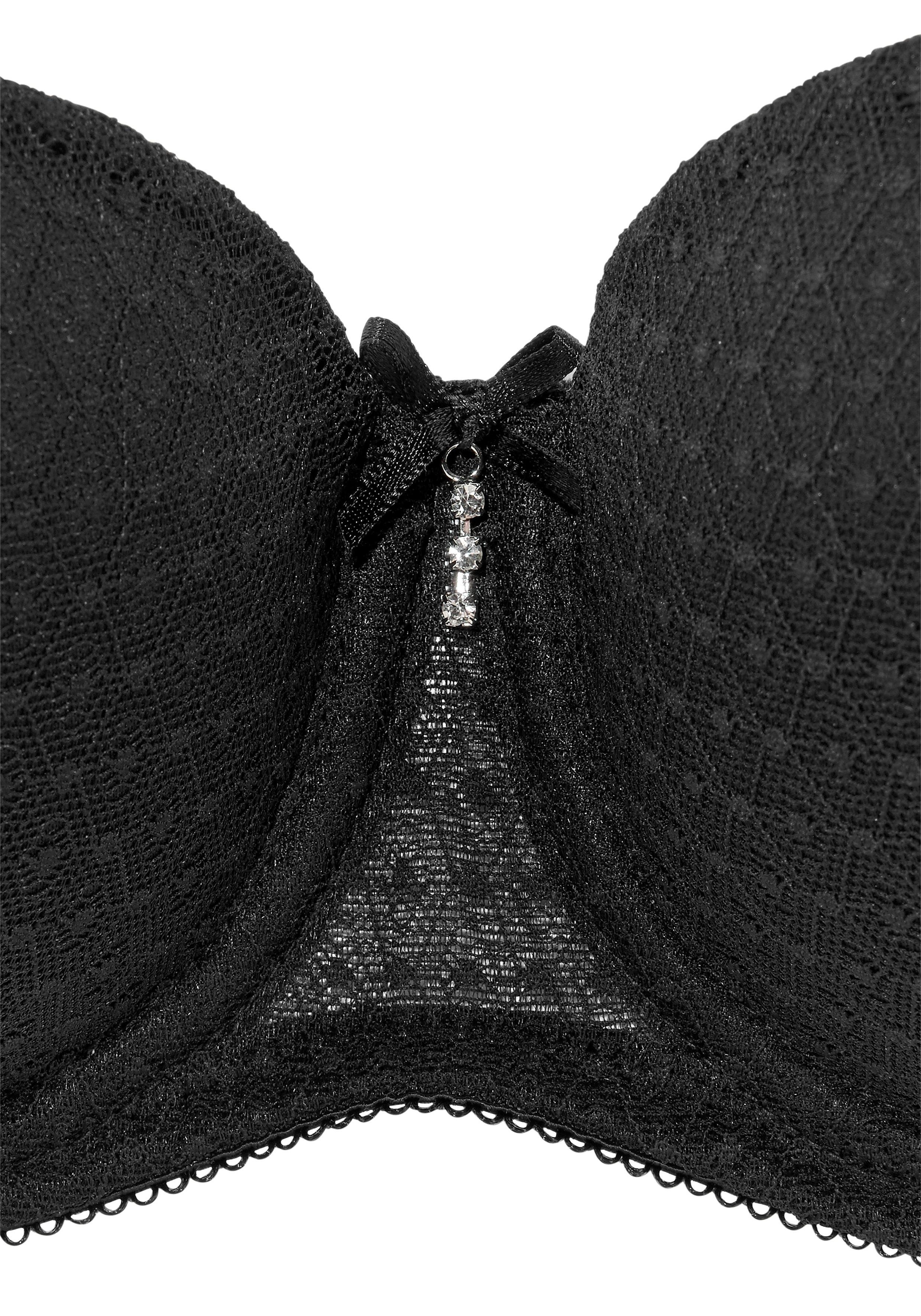 Nuance Schalen-BH Bügel mit transparenten Trägern, Spitze schwarz mit aus Dessous abnehmbaren