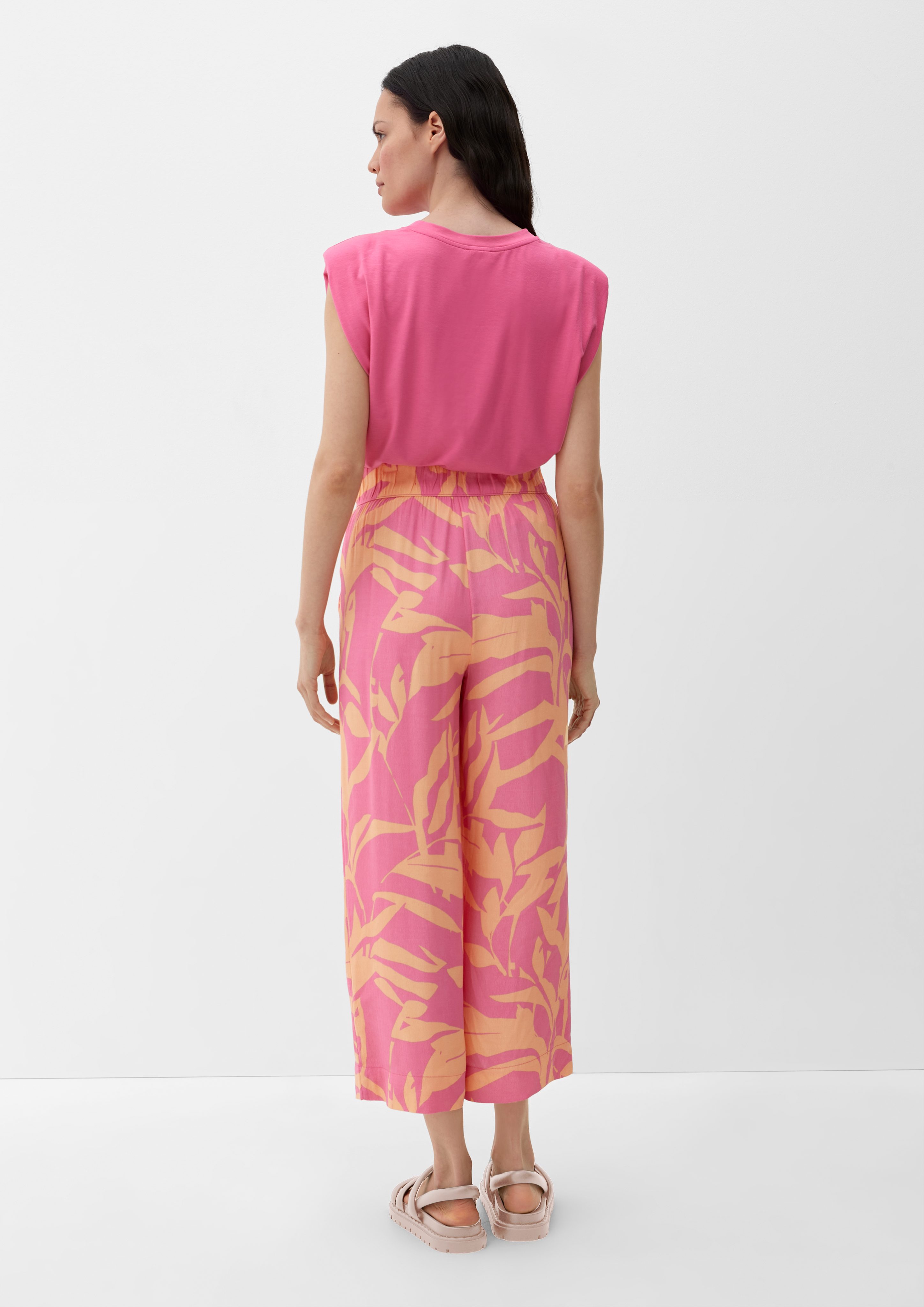 s.Oliver 7/8-Hose Loose: Hose pink Crêpe-Struktur mit