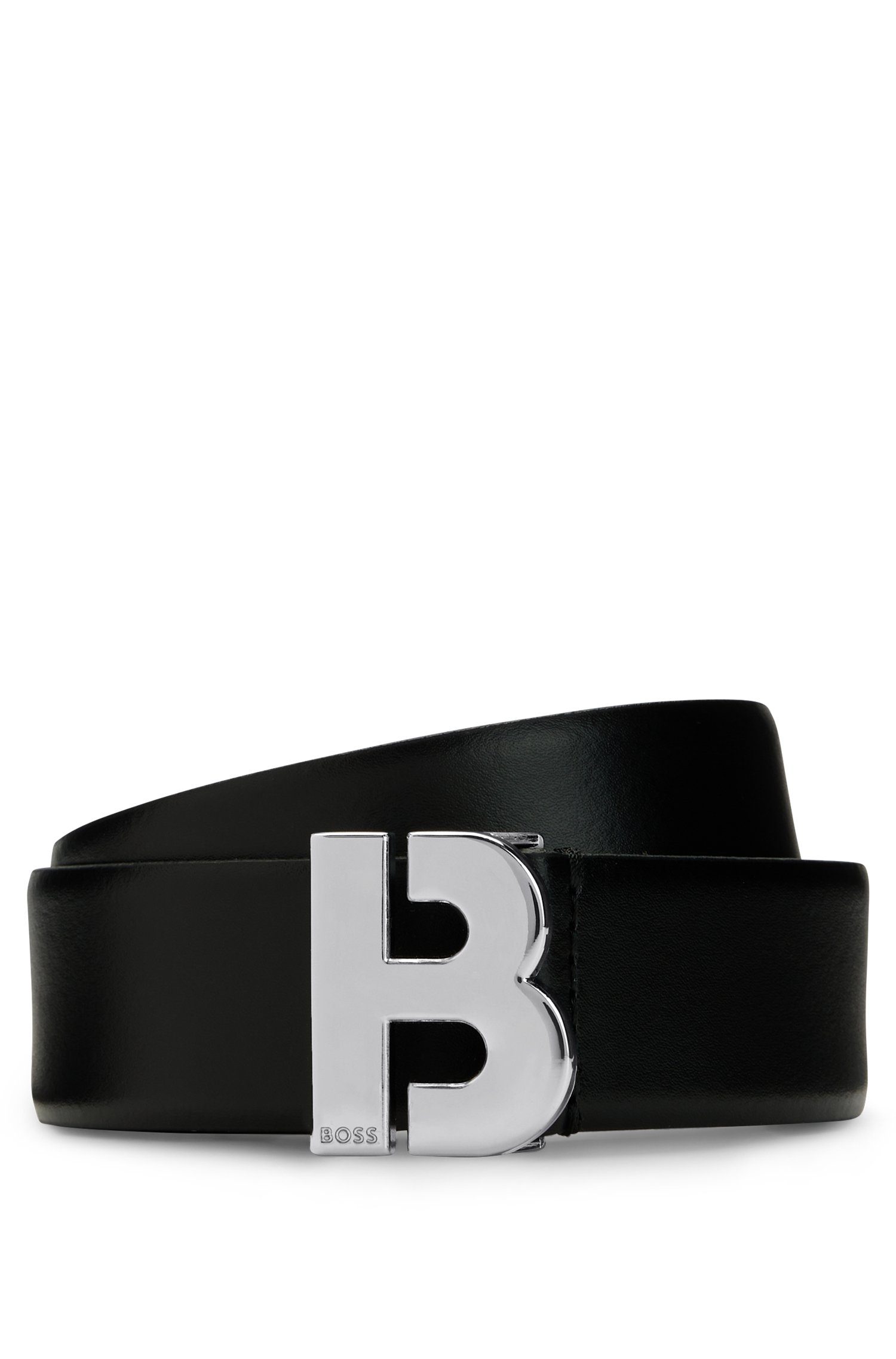 B_Icon_Sz35 Monogramm BOSS mit Ledergürtel als Boss Schliesse black