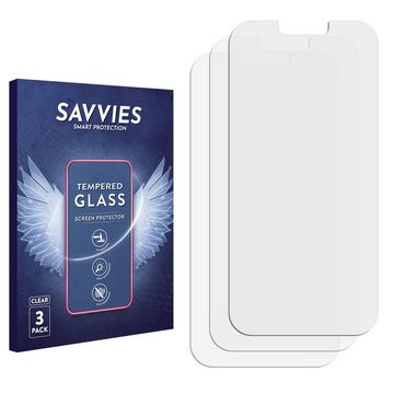 Savvies Panzerglas für Apple iPhone 13 Pro Max, Displayschutzglas, 3 Stück, Schutzglas Echtglas 9H Härte klar Anti-Fingerprint