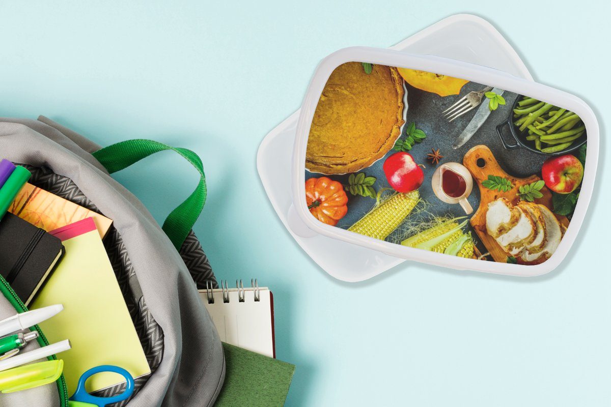 für und - - Kunststoff, Mädchen Erwachsene, MuchoWow weiß Brotbox und Brotdose, Besteck (2-tlg), Kinder Gewürze Lunchbox für - Kuchen, Jungs Gemüse