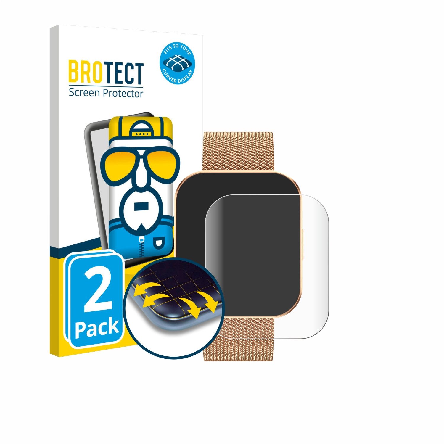 BROTECT Displayschutzfolie Fullscreen Schutzfolie für Levowatch TINY, 2 Stück, Displayschutz Folie Fullcover Klar Transparent