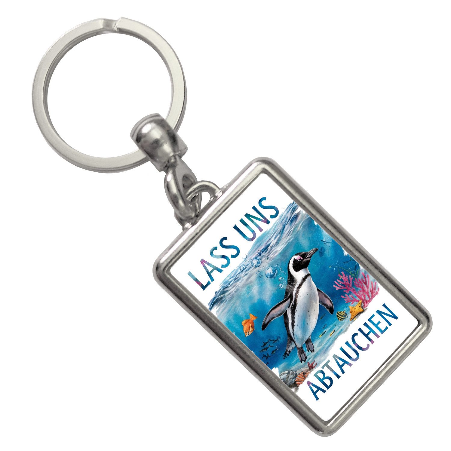 Schlüsselanhänger Lass uns abtauchen Pinguin Schlüsselanhänger Unterwasserszene