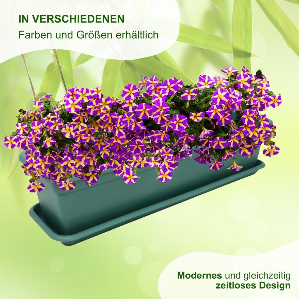 40 Kunststoff wetterfest Set cm - aus Pflanzenkasten UV-beständigem Untersetzer + Balkonkasten Balcony Blumenkübel MePla - Pflanzentopf Heimwerkercenter - Balkonkasten - Grün 2-tlg.