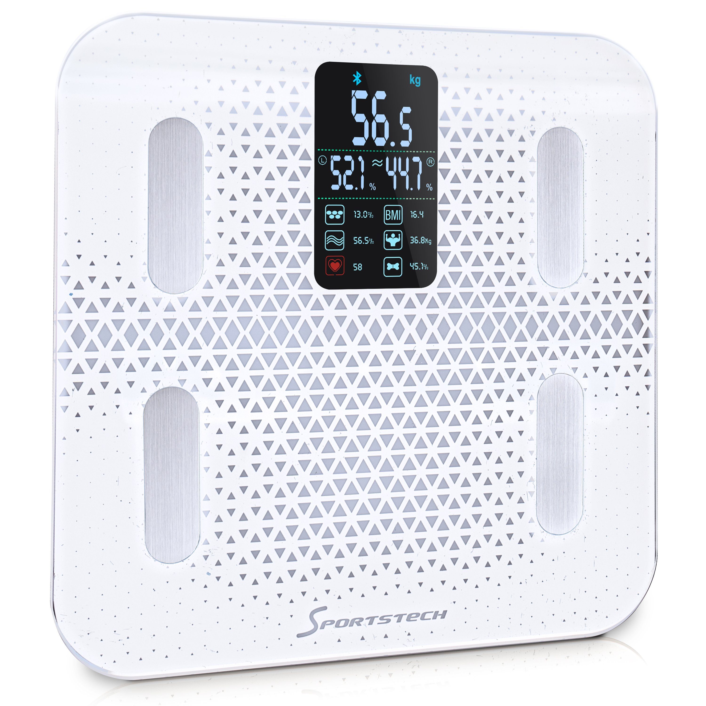Sportstech Personenwaage BBS300, Körperfett & Muskelmasseanalyse, Bluetooth