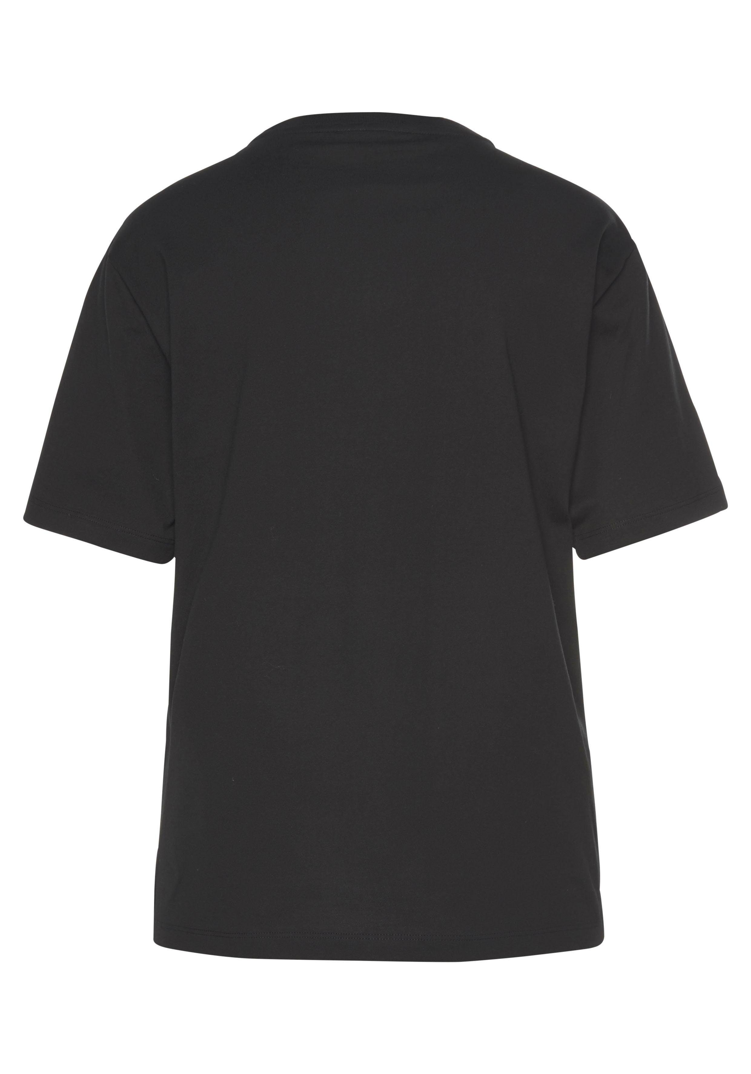 Lacoste Lacoste-Logo auf T-Shirt mit (1-tlg) der schwarz Brust