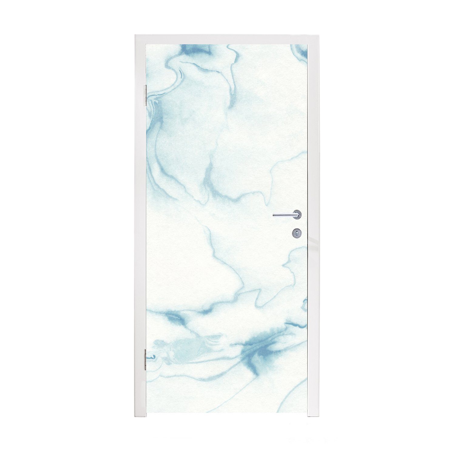 bedruckt, cm - (1 Muster, MuchoWow Marmor Tür, - Fototapete für Matt, Türaufkleber, St), 75x205 Türtapete Weiß