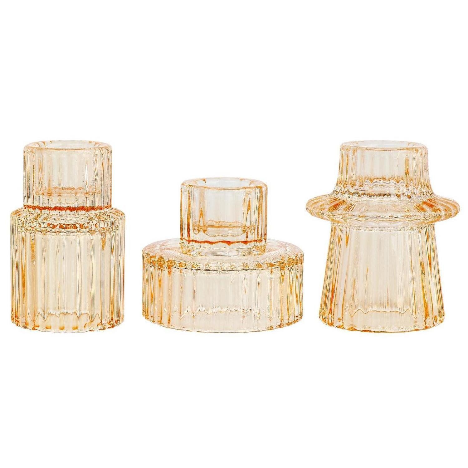 LuxusKollektion Teelichthalter Glas Kerzenhalter 2-in-1 (3 St)