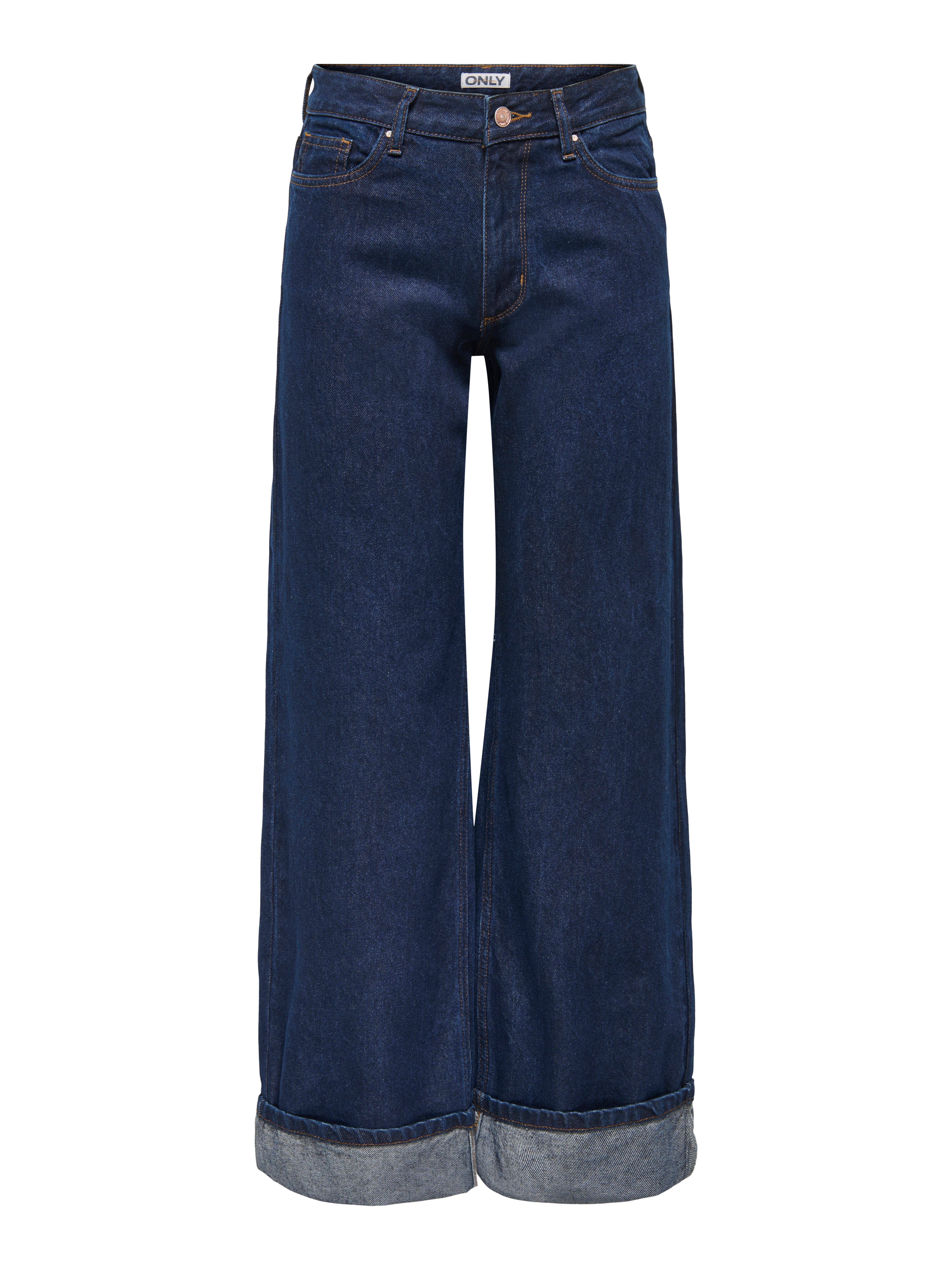 ONLY Weite Jeans ONLELLA MW WIDE FOLDUP DNM TAI988 Baumwolle, regular waist, wide fit – Bild 5 von 5