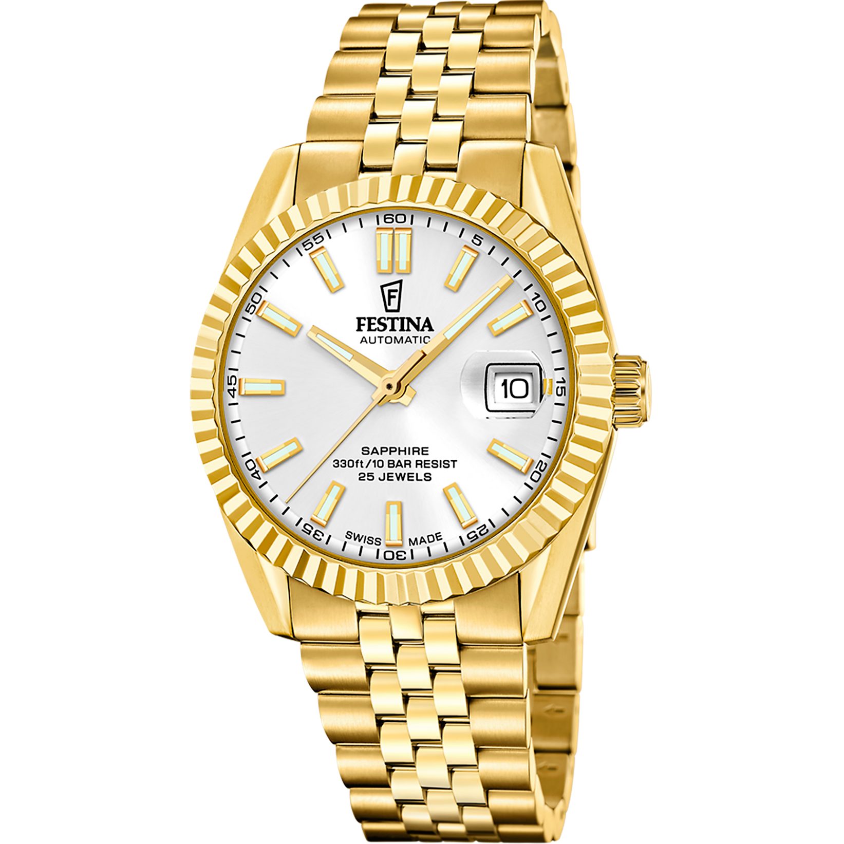Festina Automatikuhr Automatic F20092_1, Armbanduhr, Herrenuhr, Swiss Made, Mechanische Uhr, Edelstahlarmband