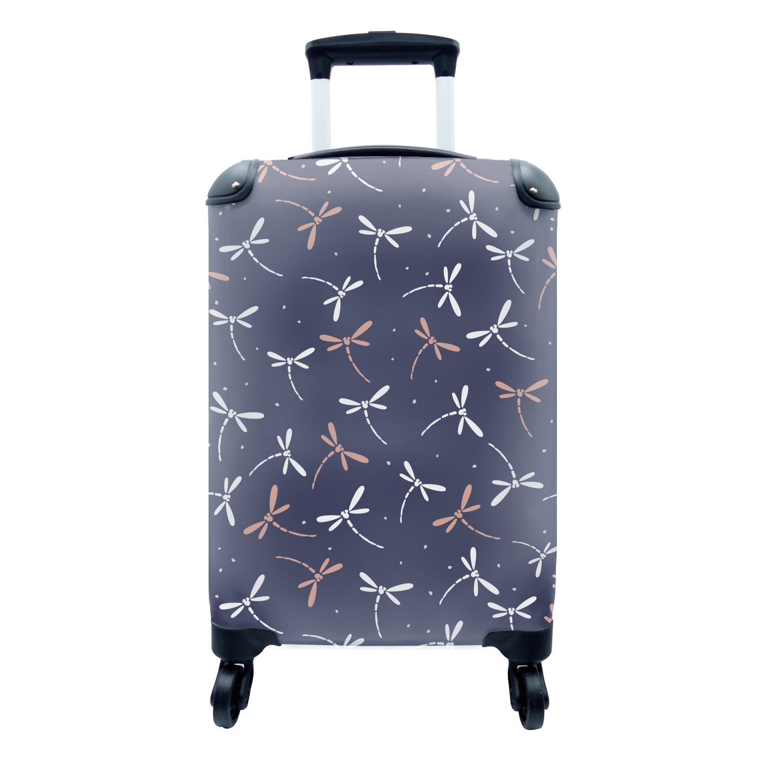 MuchoWow Handgepäckkoffer Libelle - Muster - Pastell - Japanisch, 4 Rollen, Reisetasche mit rollen, Handgepäck für Ferien, Trolley, Reisekoffer