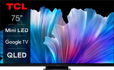 TCL 75C935X2 QLED Mini LED-Fernseher (189 cm/75 Zoll, 4K Ultra HD, Google TV, Smart-TV, 2500nits, HDR Extreme, Dolby Atmos, HDMI 2.1, ONKYO-Soundbar)