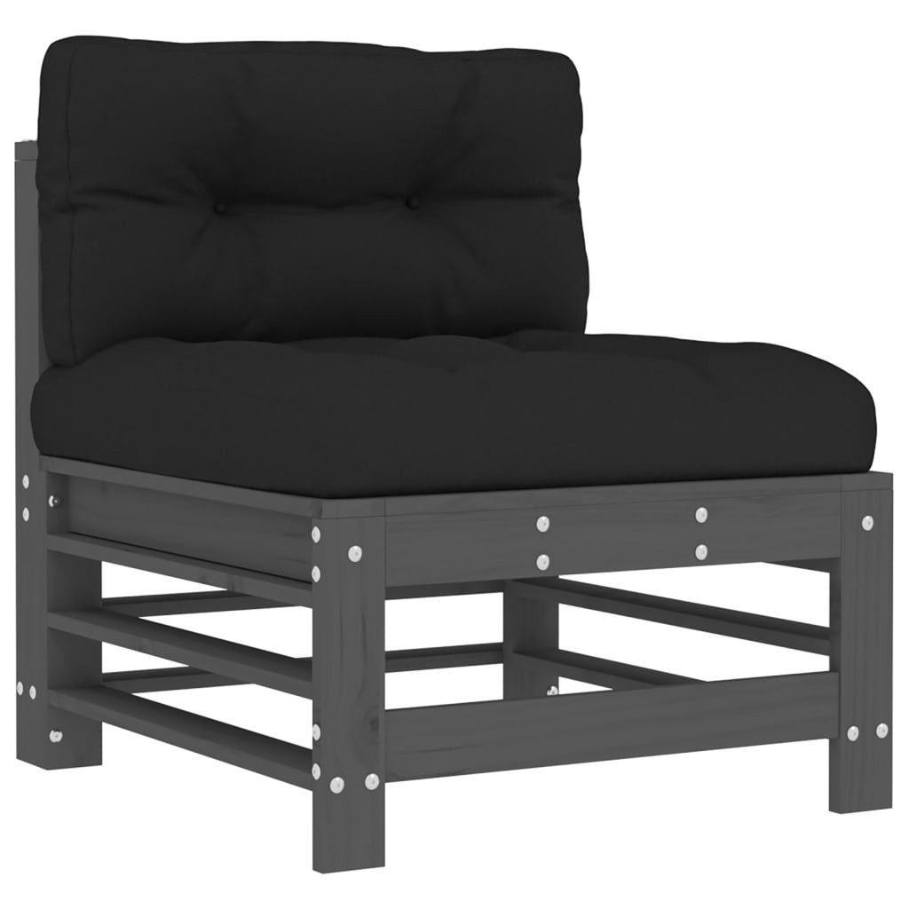 vidaXL Sofaelement Mittelsofa mit Kissen Grau günstig online kaufen