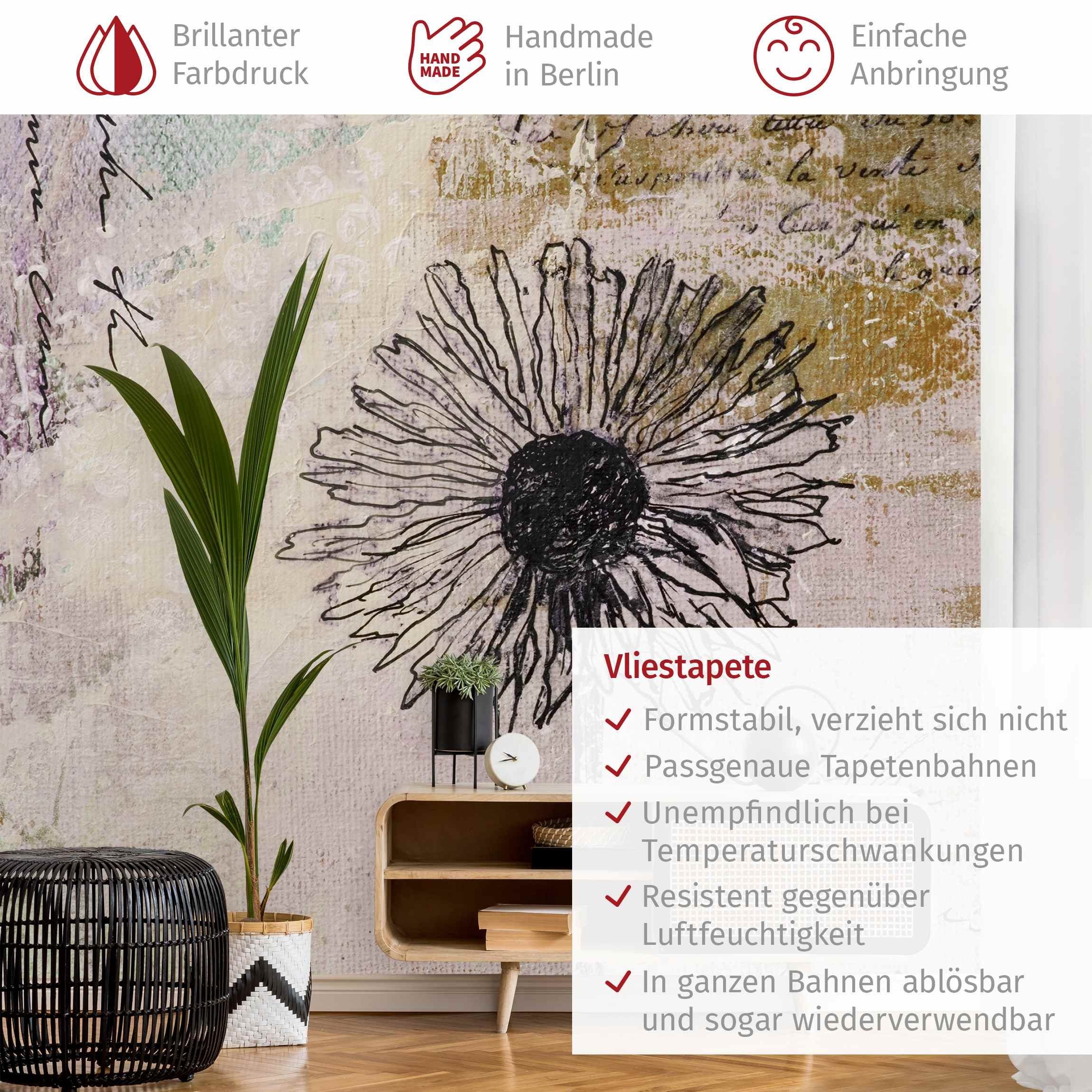 Bilderdepot24 Fototapete Blumen Shabby Pusteblume Blumentapete Floral Natur Modern Kunst, Glatt, Matt, (Vliestapete inkl. Kleister oder selbstklebend), Wohnzimmer Schlafzimmer Küche Flur Motivtapete Vliestapete Wandtapete
