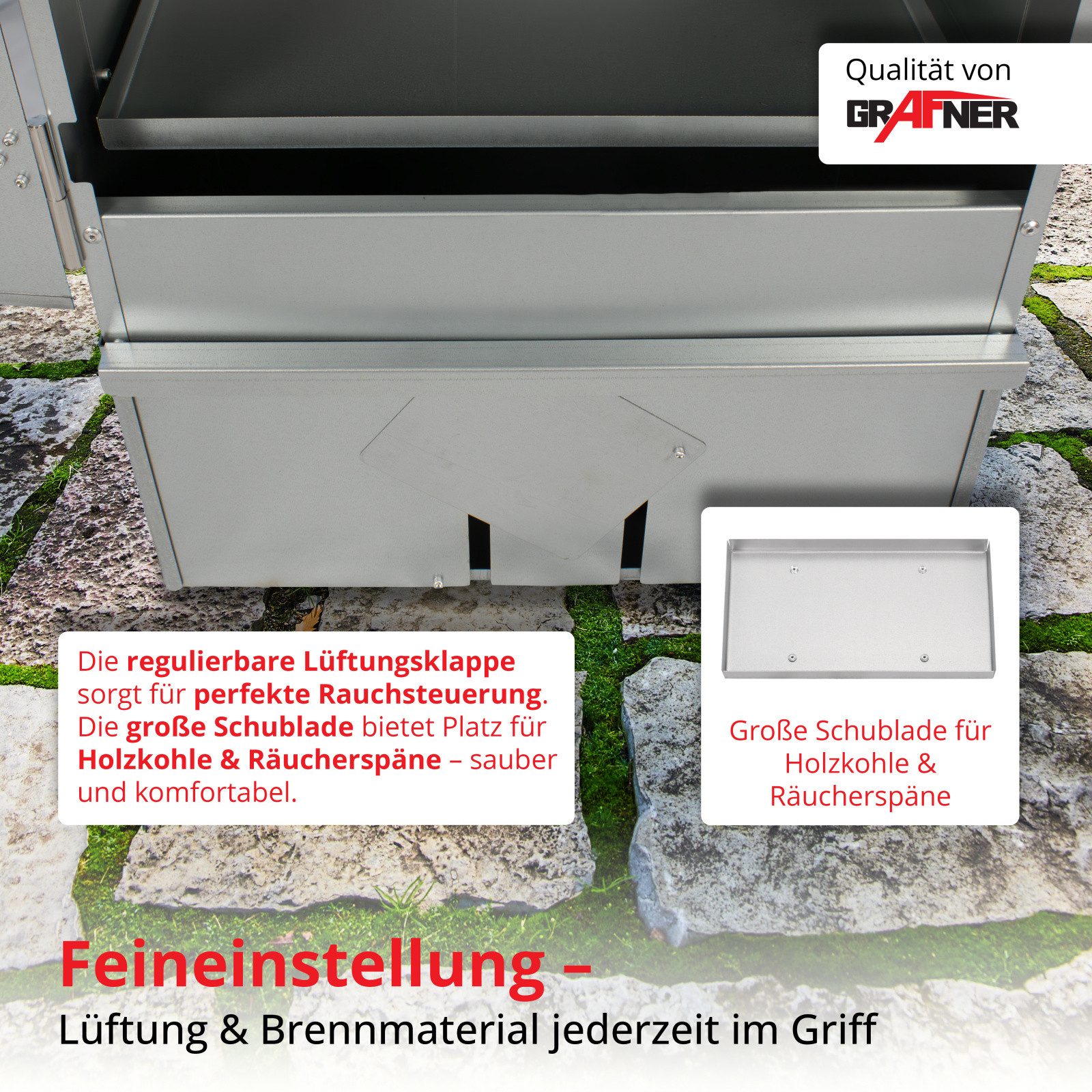 Grafner Räucherofen Grafner Räucherofen mit 3 Etagen 44x28x80 mit Sichtfenster und Thermom, 21-St., integriertes Thermometer, 3 Etagen – Bild 5 von 5