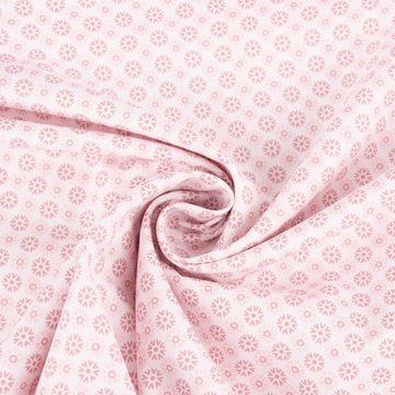 SCHÖNER LEBEN. Stoff Baumwollstoff Popeline Minimals Blümchen Kreis-Ornamente weiß rosa 1, allergikergeeignet