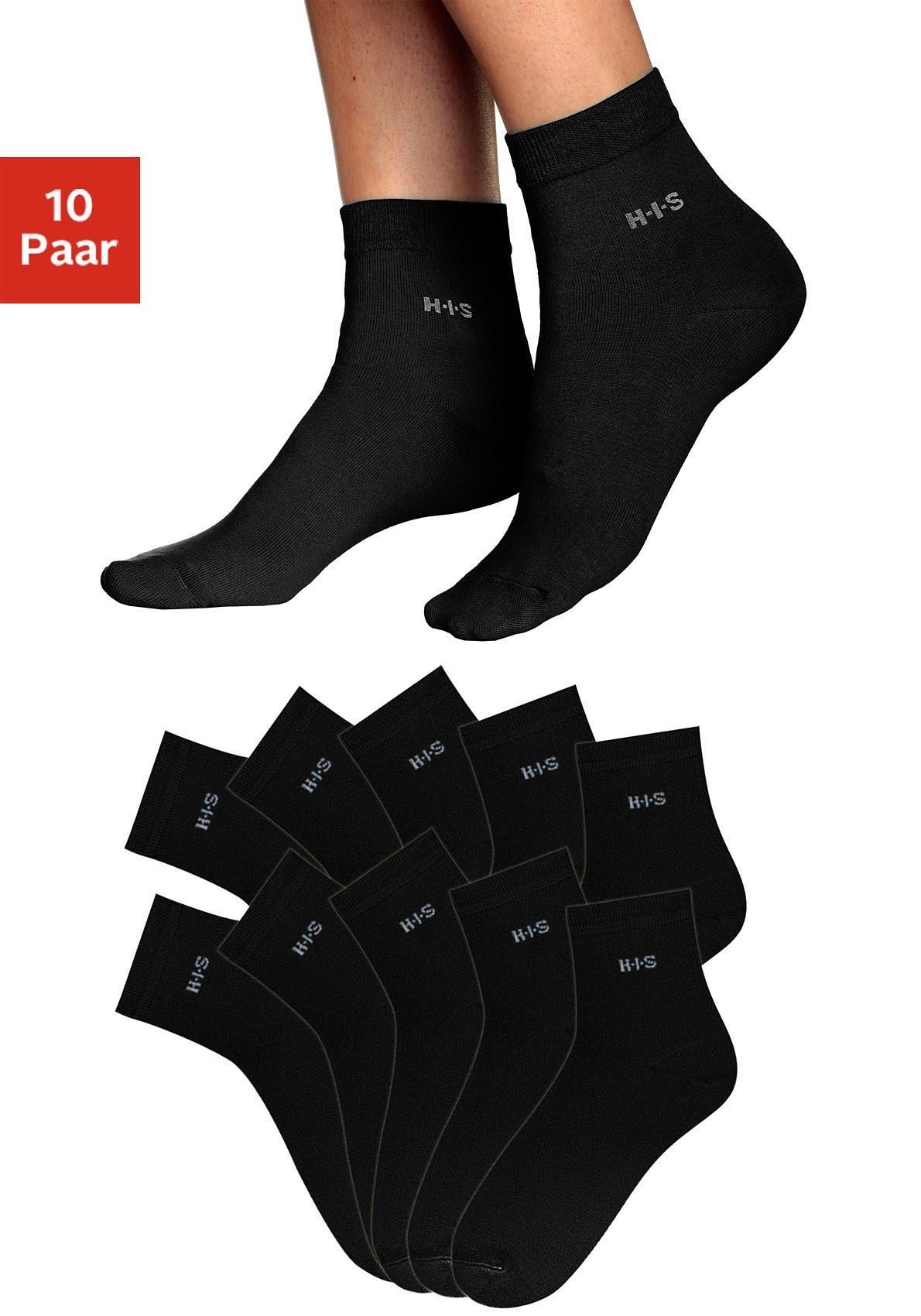 H.I.S Kurzsocken (Set, 10-Paar) aus leichter atmungsaktiver Qualität schwarz | Kurzsocken