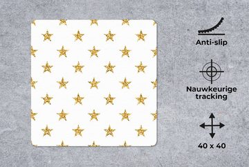 MuchoWow Gaming Mauspad Sterne - Glitter - Gold - Design - Weihnachten (1-St), Mousepad mit Rutschfester Unterseite, Gaming, 40x40 cm, XXL, Großes