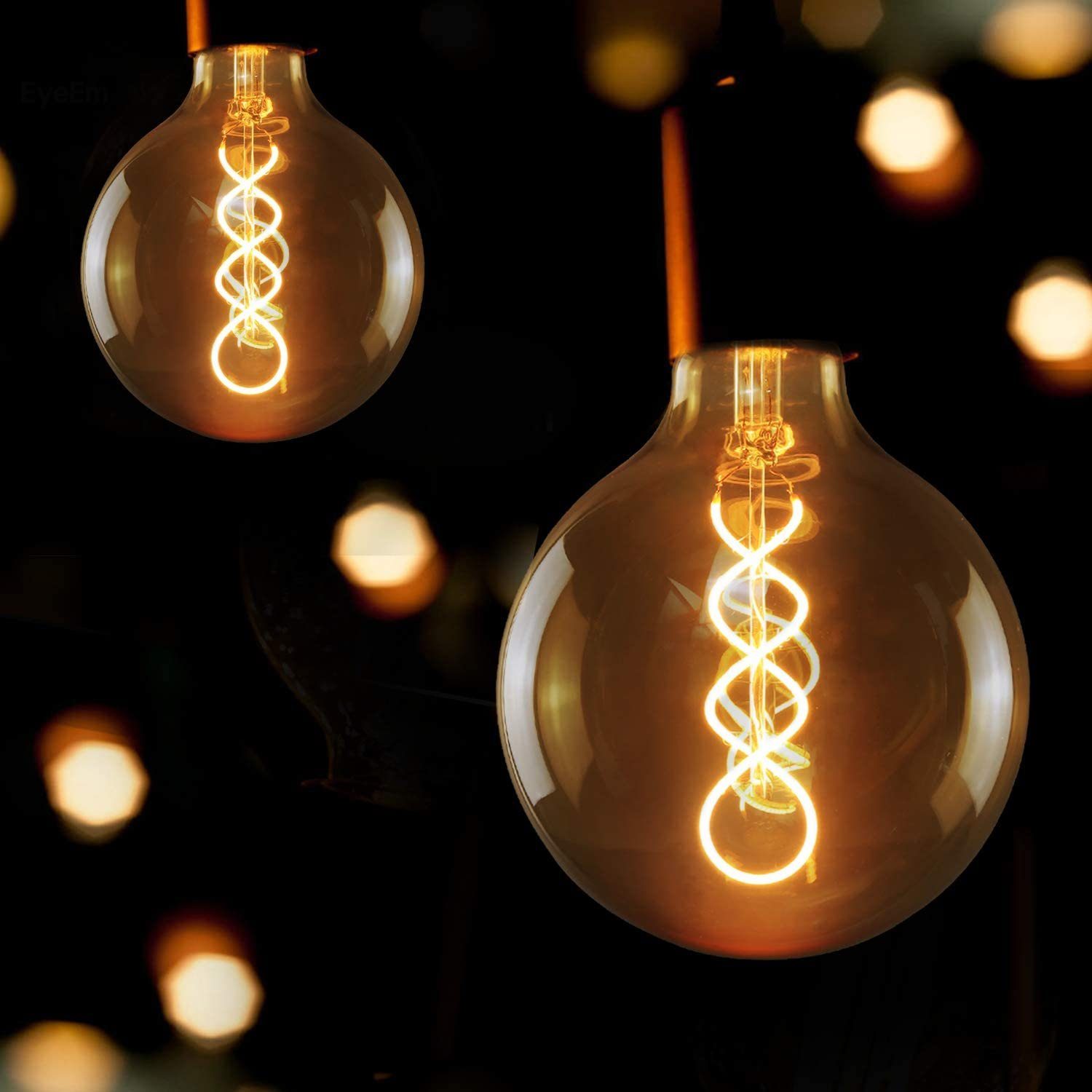 ZMH LED-Leuchtmittel LED Edison Glühlampe G125 Retro Glühbirne Warmweiß Antike Bulb, E27, 1 St., Warmweiß, für Nostalgie im Haus Café Restaurant – Bild 3 von 5