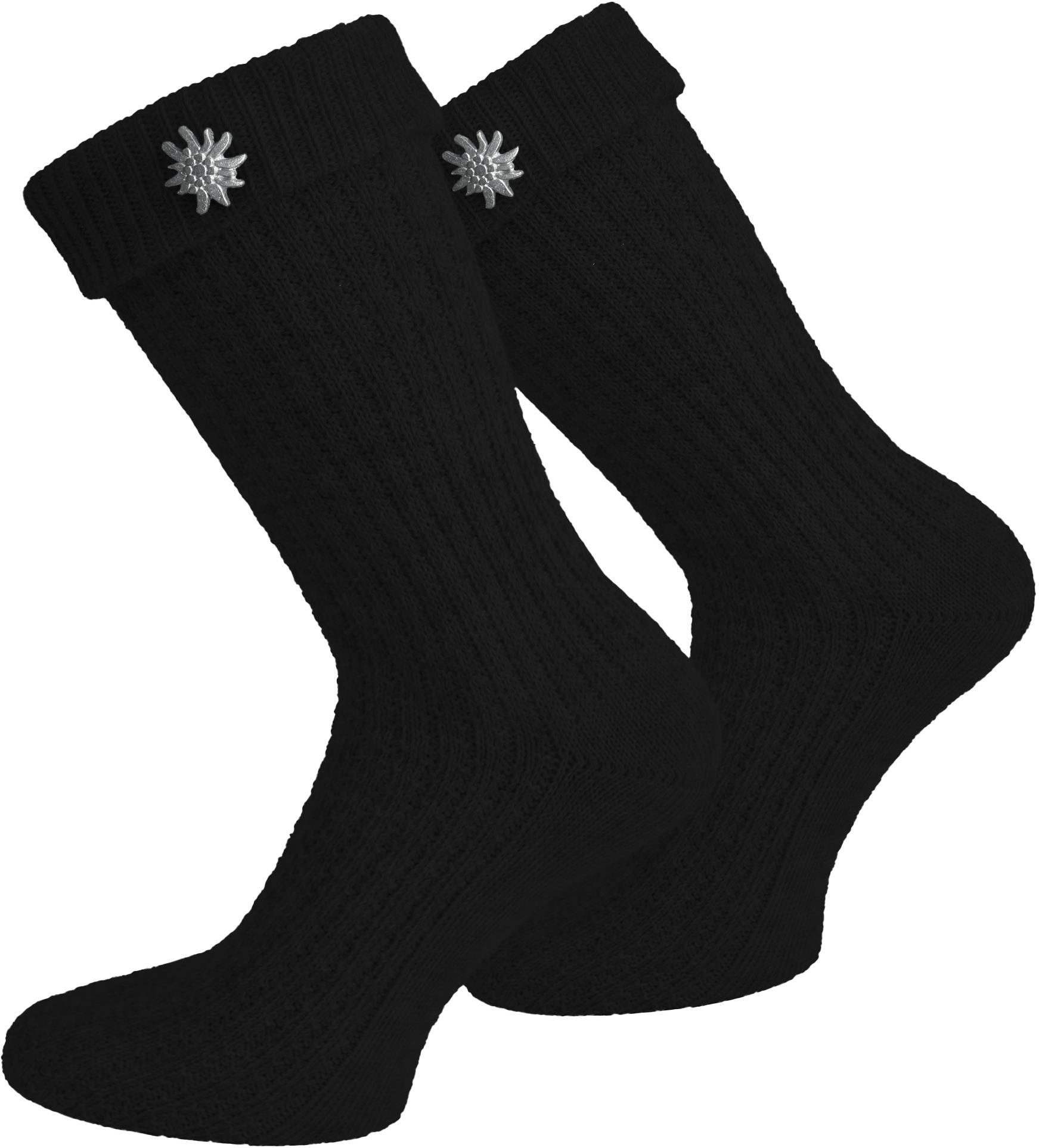 normani Trachtensocken Trachtensocken mit Edelweiß-Pin (1 Paar) Traditionelles Zopfmuster