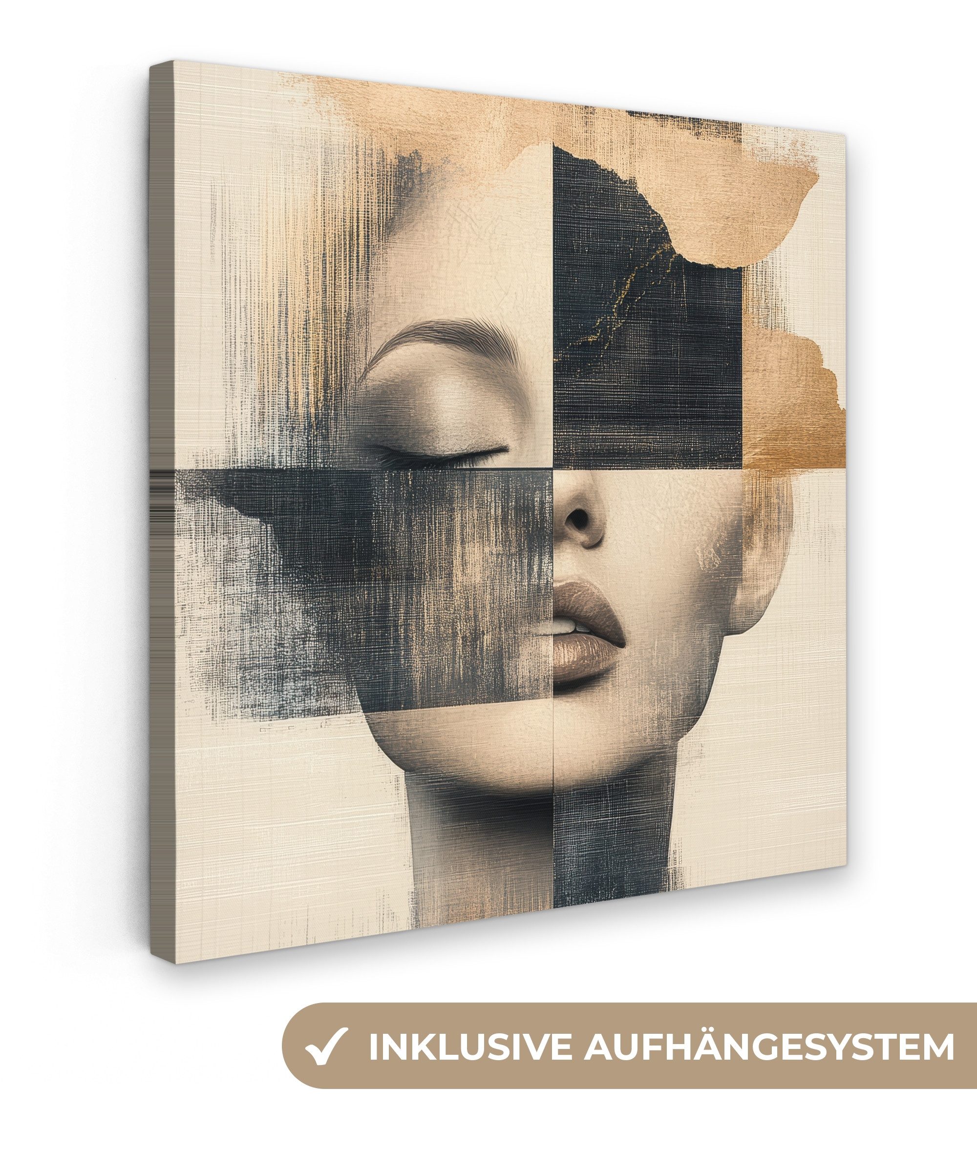 OneMillionCanvasses® Leinwandbild Gold - Frau - Rechtecke, Fotodruck (1 St) günstig online kaufen