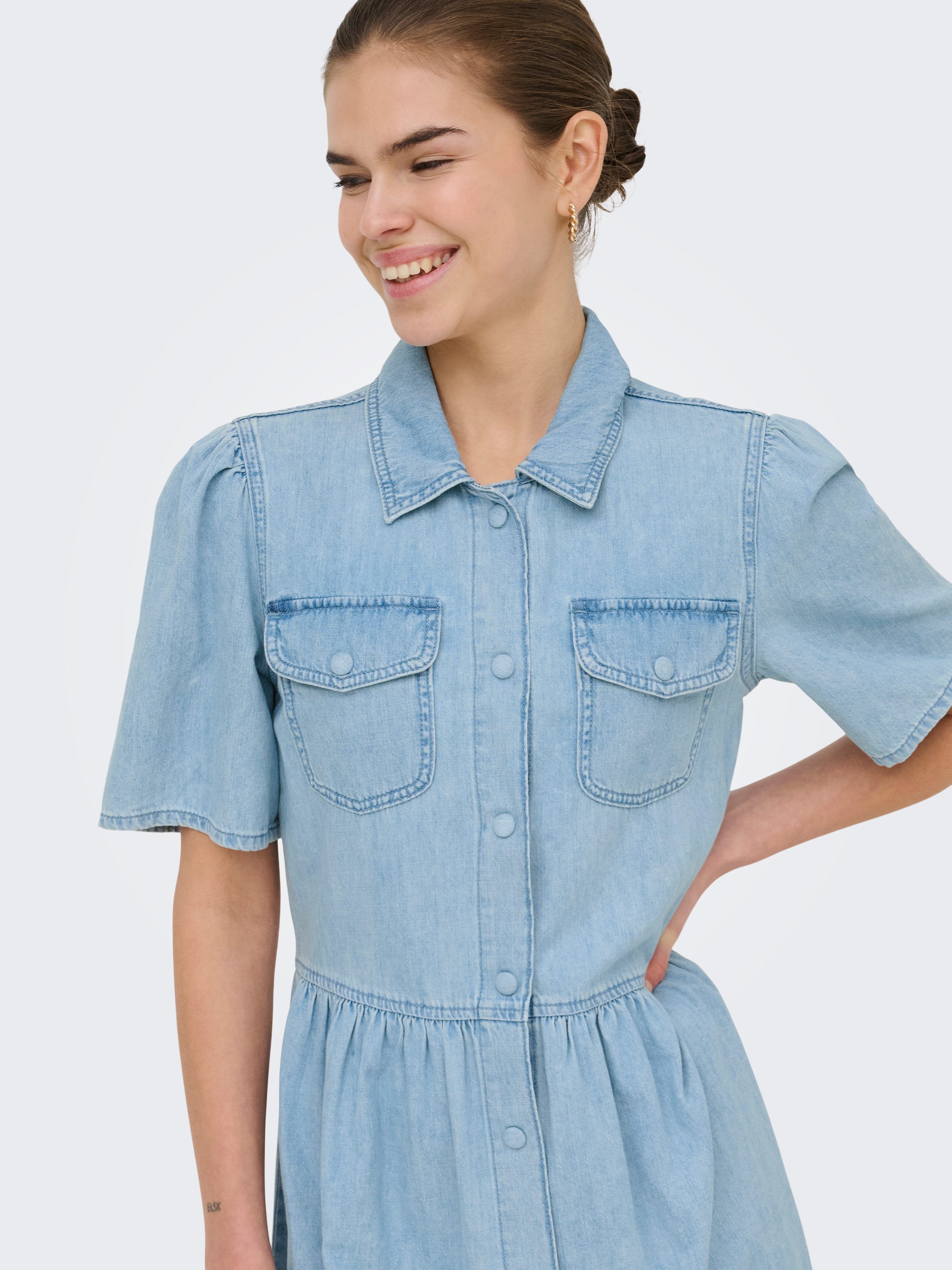 ONLY Jeanskleid ONLEVELINE SS DNM DRESS AKM Baumwolle