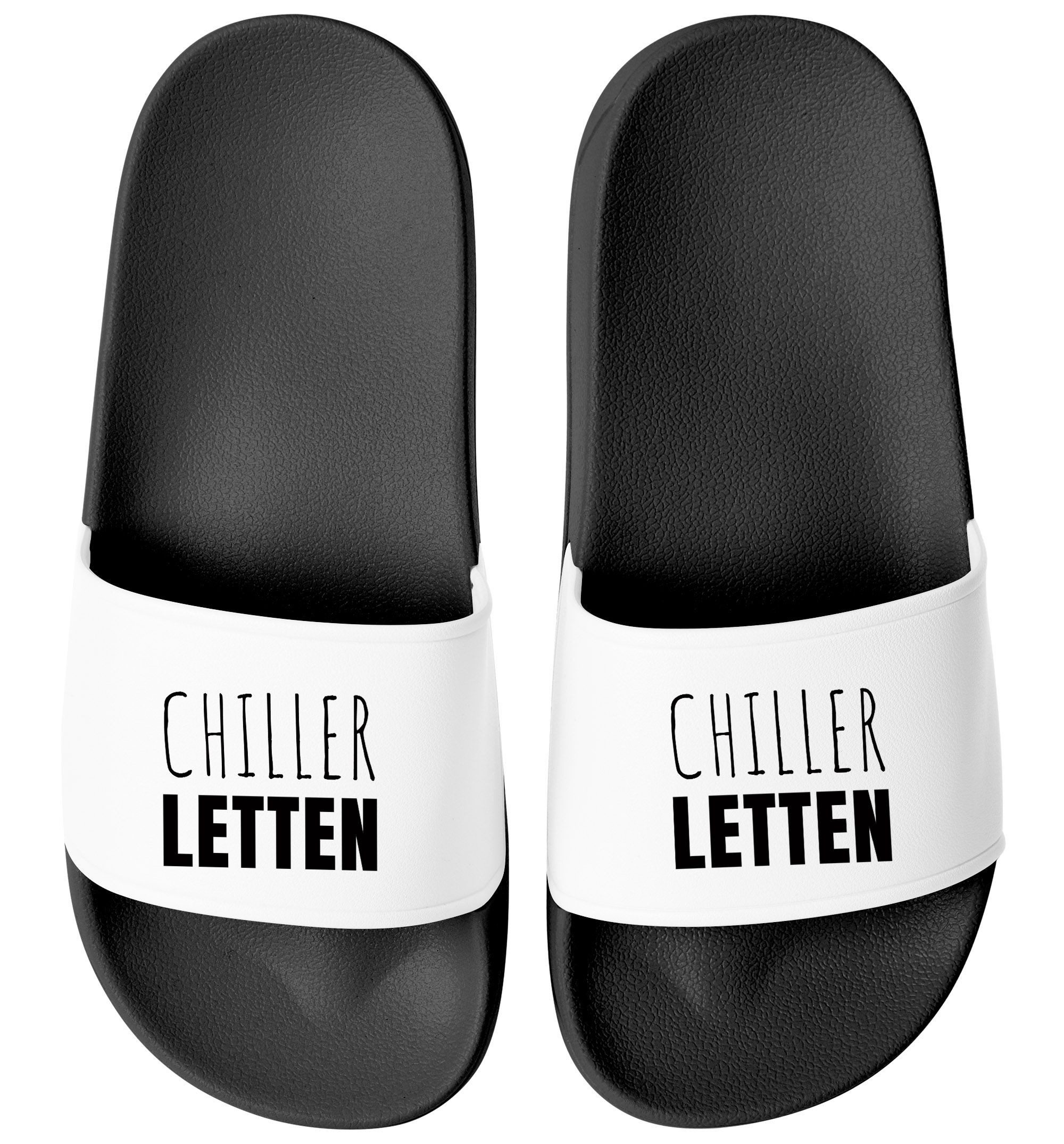 MoonWorks Badeschlappen Chiller-Lettem Badelatschen Unisex Spruch günstig online kaufen