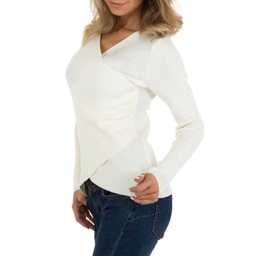 Damen Pullover Ital-Design Strickpullover Damen Freizeit Strickpullover in Weiß